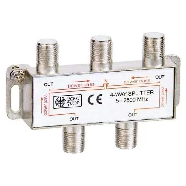 Divisor de Cable Coaxial 4 Vías CORONIR 5-2500MHz RG6 RG59
