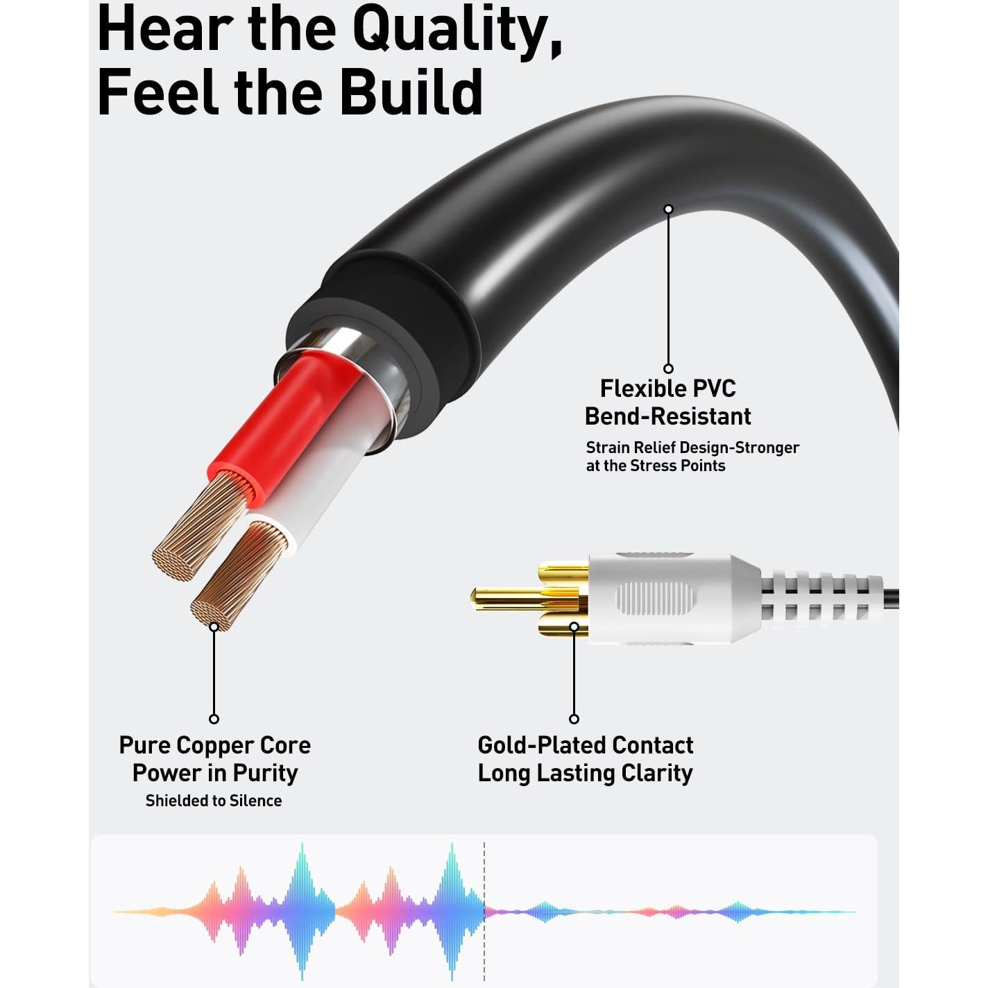 Adaptador Y de Audio Estéreo 3.5mm a 2 RCA VCE 20.32 cm