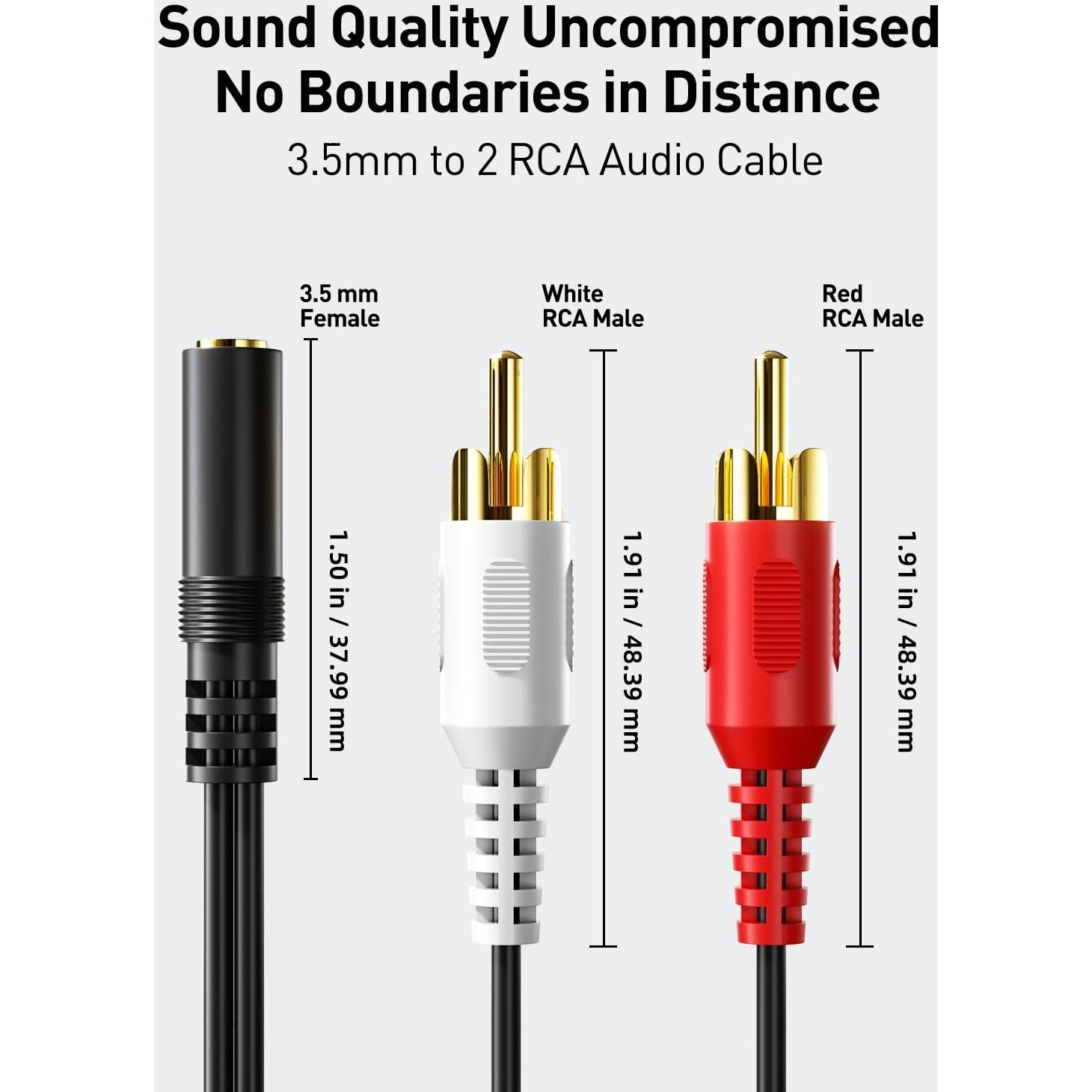 Adaptador Y de Audio Estéreo 3.5mm a 2 RCA VCE 20.32 cm