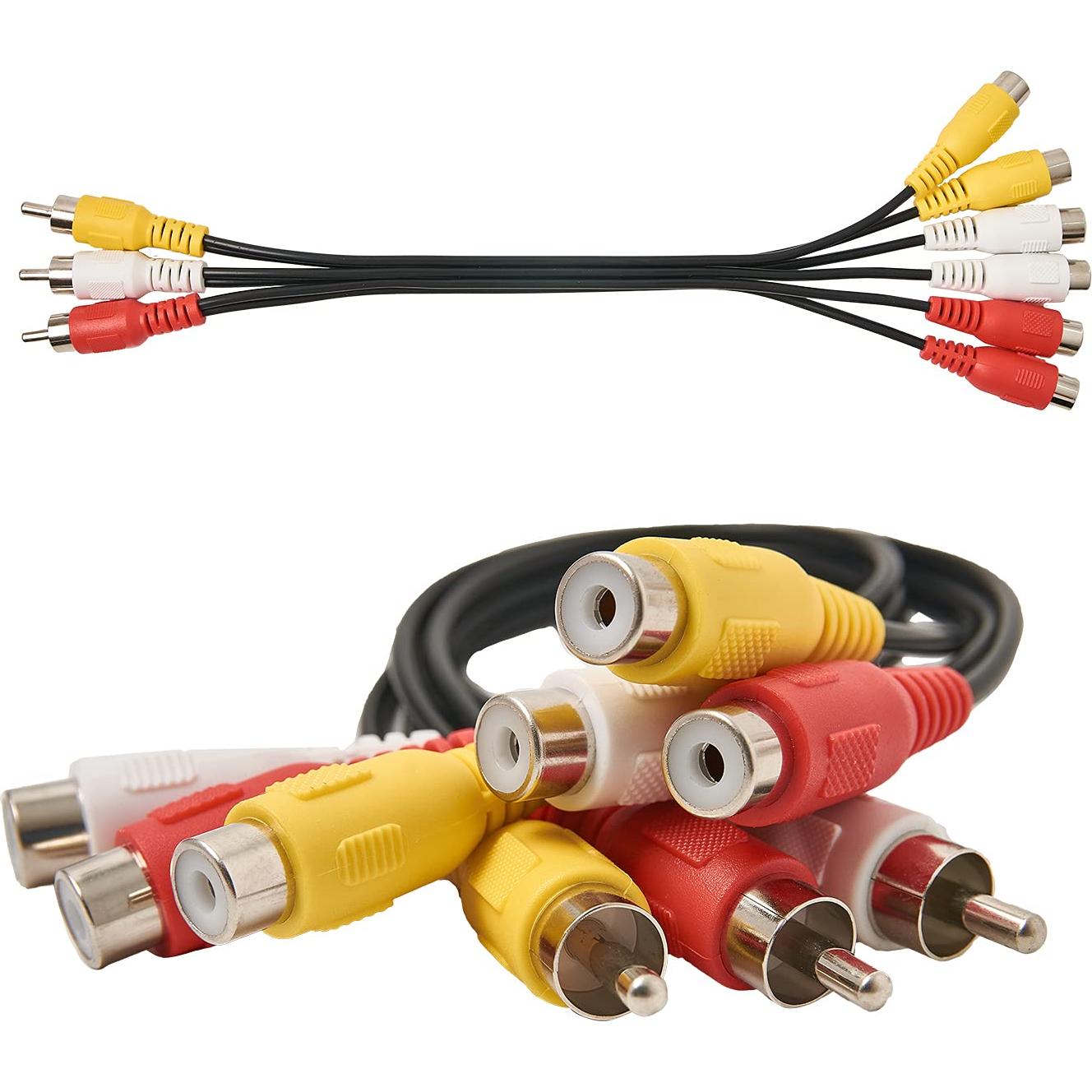 Divisor de Cable AV RCA Macho 3 a Hembra 6 QDiShi