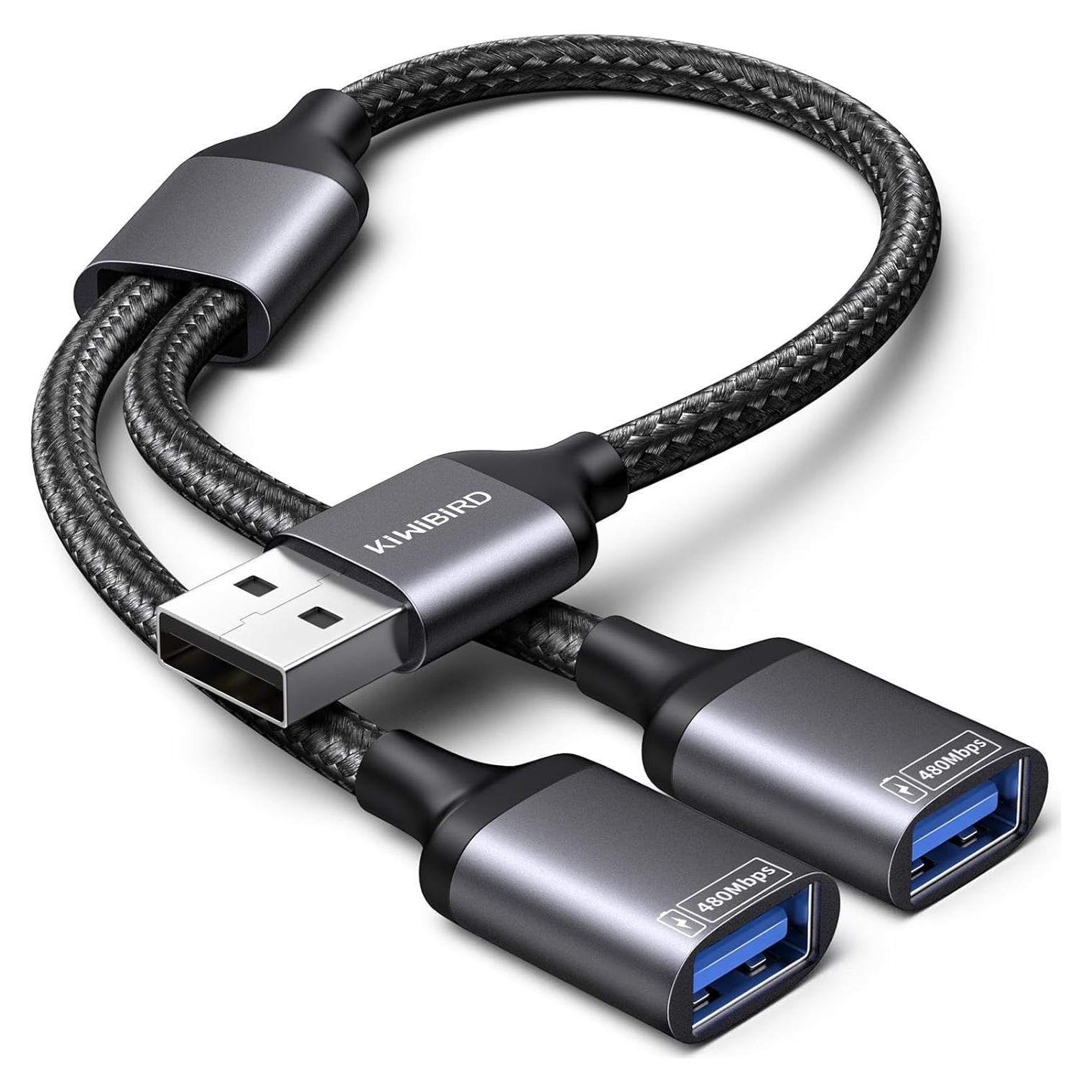 Divisor USB 1 a 2 Salidas KiWiBiRD para Carga y Datos