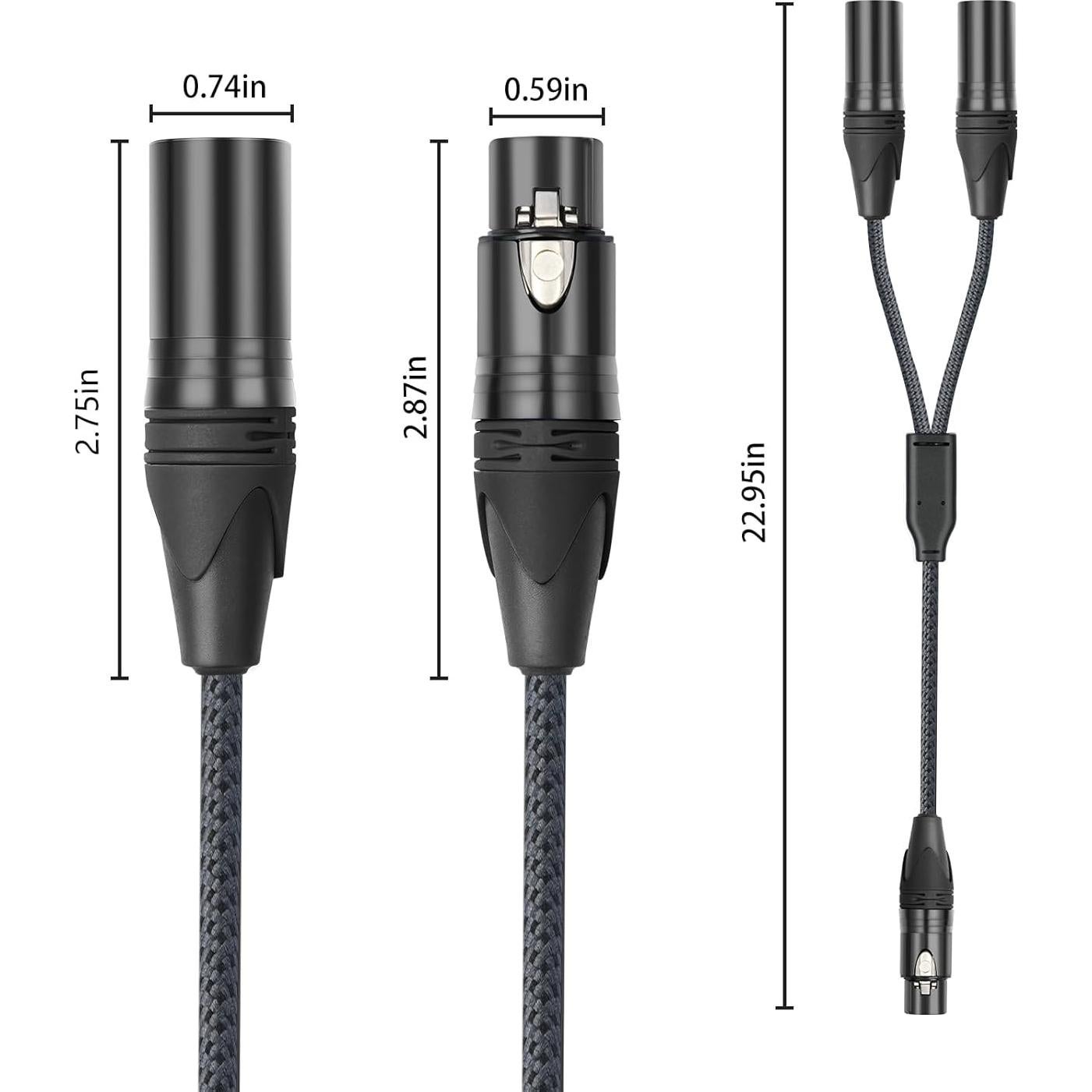 Cable Divisor Y XLR Femenino a Doble Masculino 0.61m HUALEU