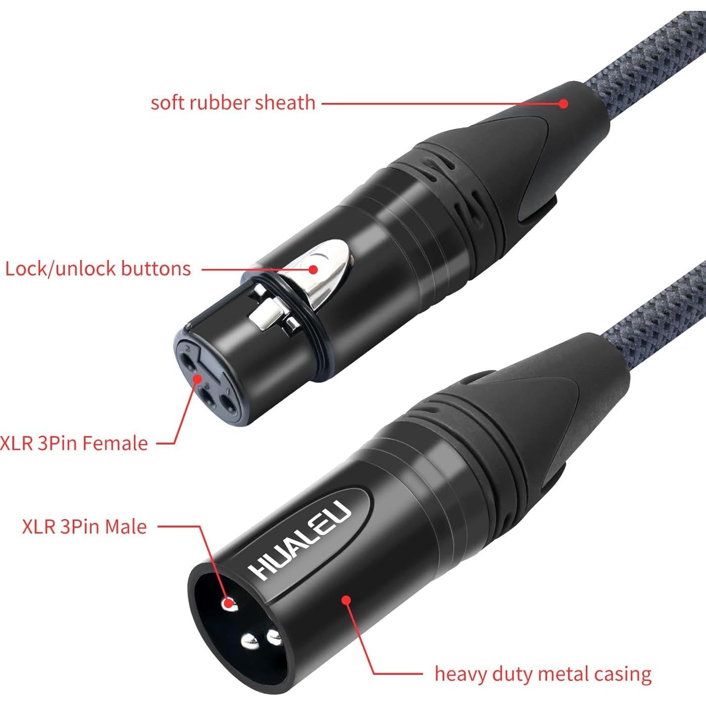 Cable Divisor Y XLR Femenino a Doble Masculino 0.61m HUALEU