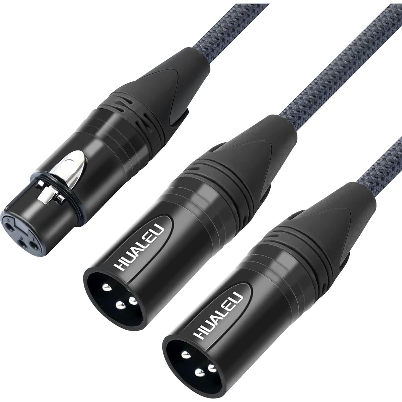 Cable Divisor Y XLR Femenino a Doble Masculino 0.61m HUALEU