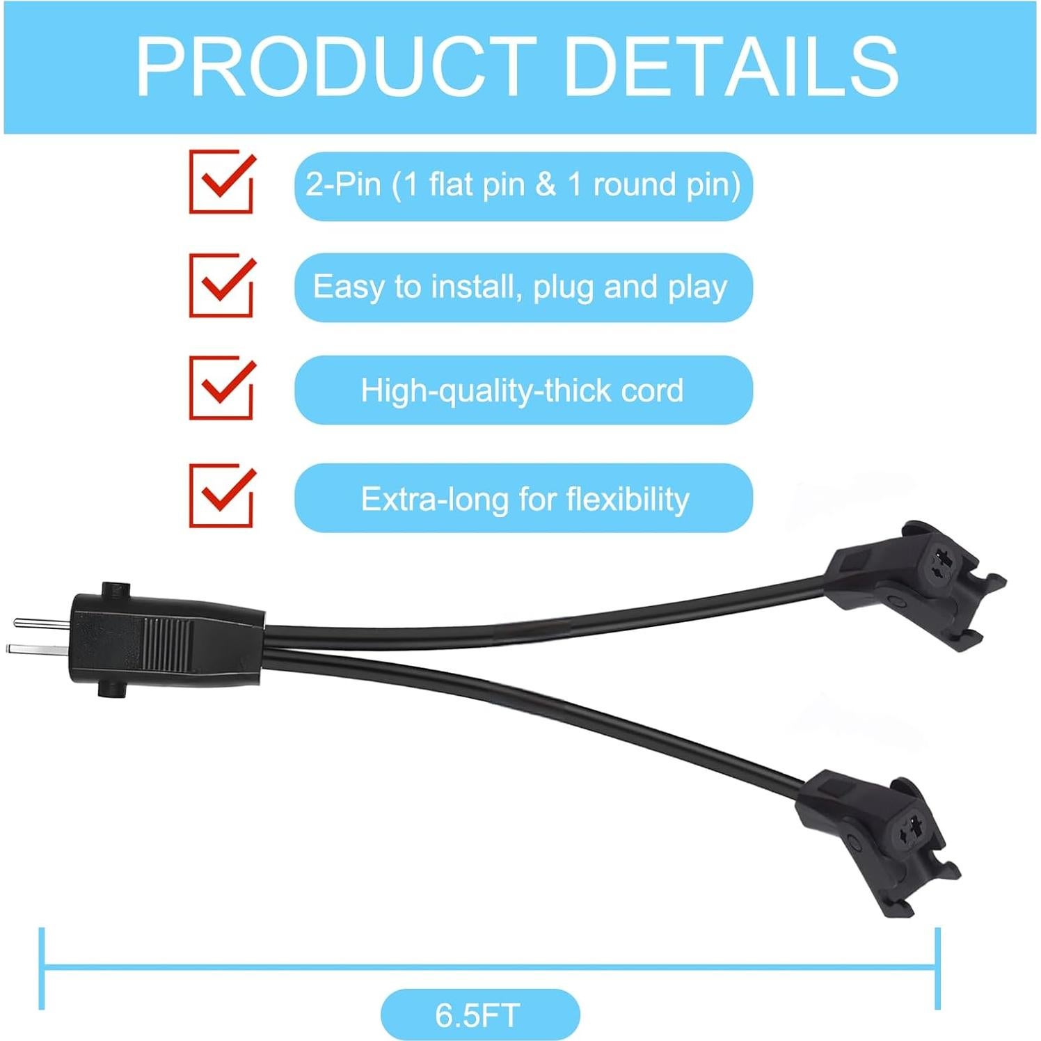 Cable Y de Poder Divisor 2 Metros GZL para Sillones Eléctricos