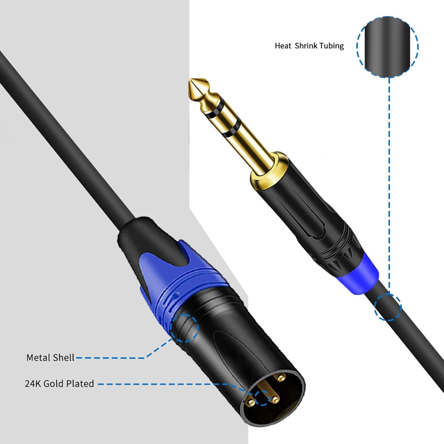 Cable TRS 6.35mm a Doble XLR Macho 0.35m Seefeful
