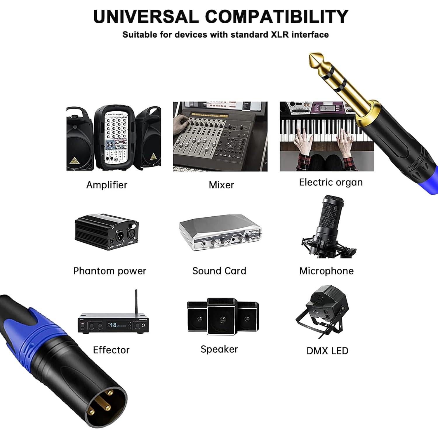 Cable TRS 6.35mm a Doble XLR Macho 0.35m Seefeful