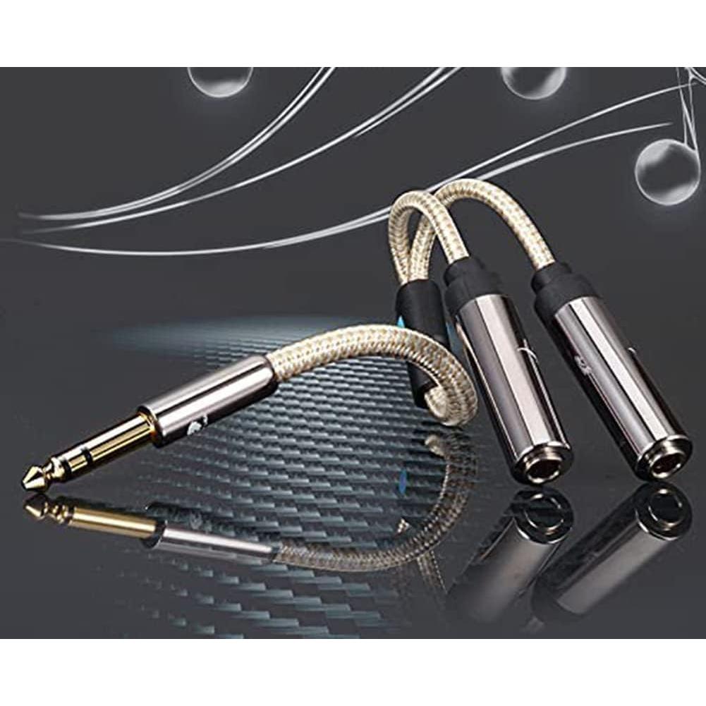 Cable Divisor Estéreo 1/4" ukiism 20cm Trenzado Dorado