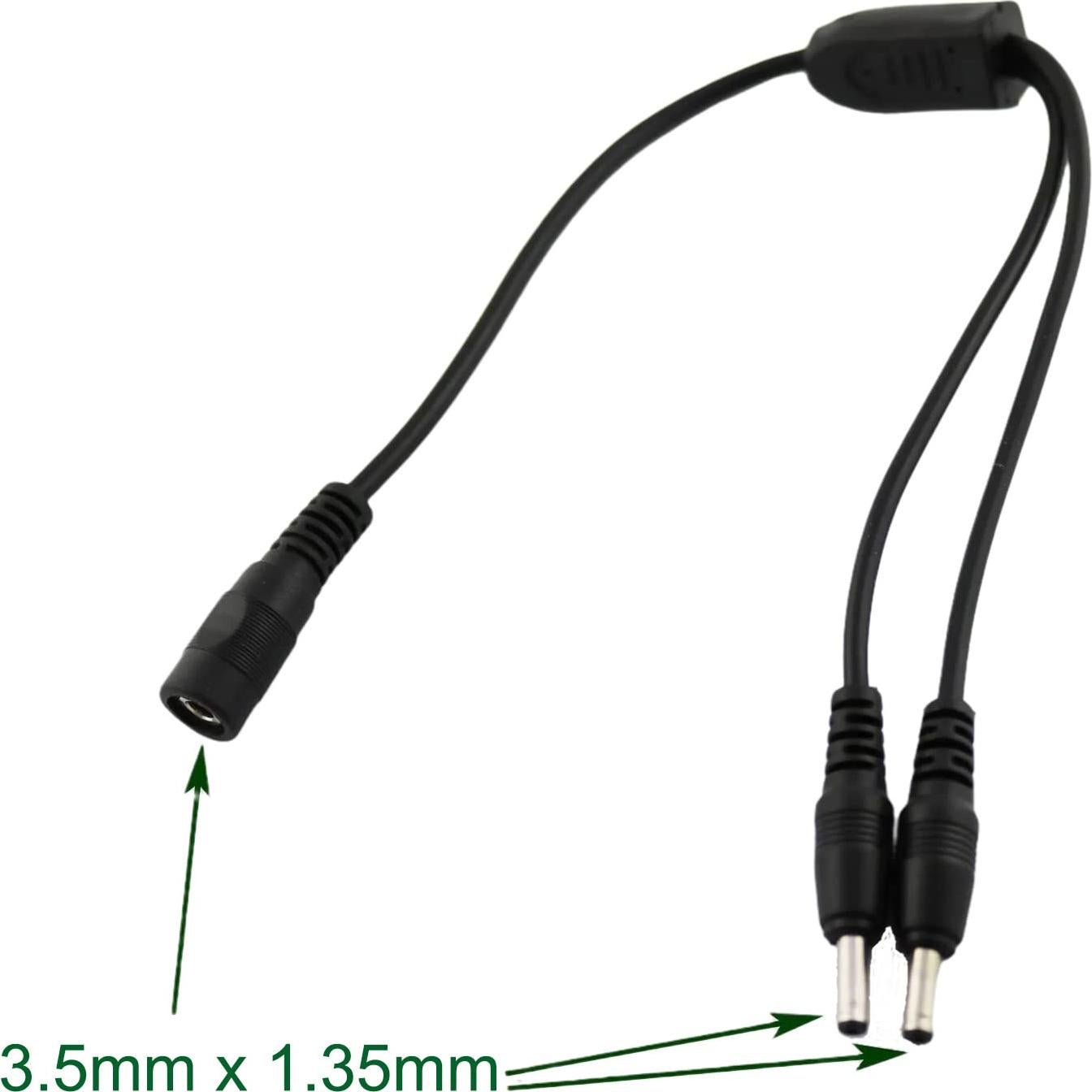 Cable Divisor de Energía DC 3.5mm x 1.35mm 2 Pcs 1 Hembra a 2 Machos