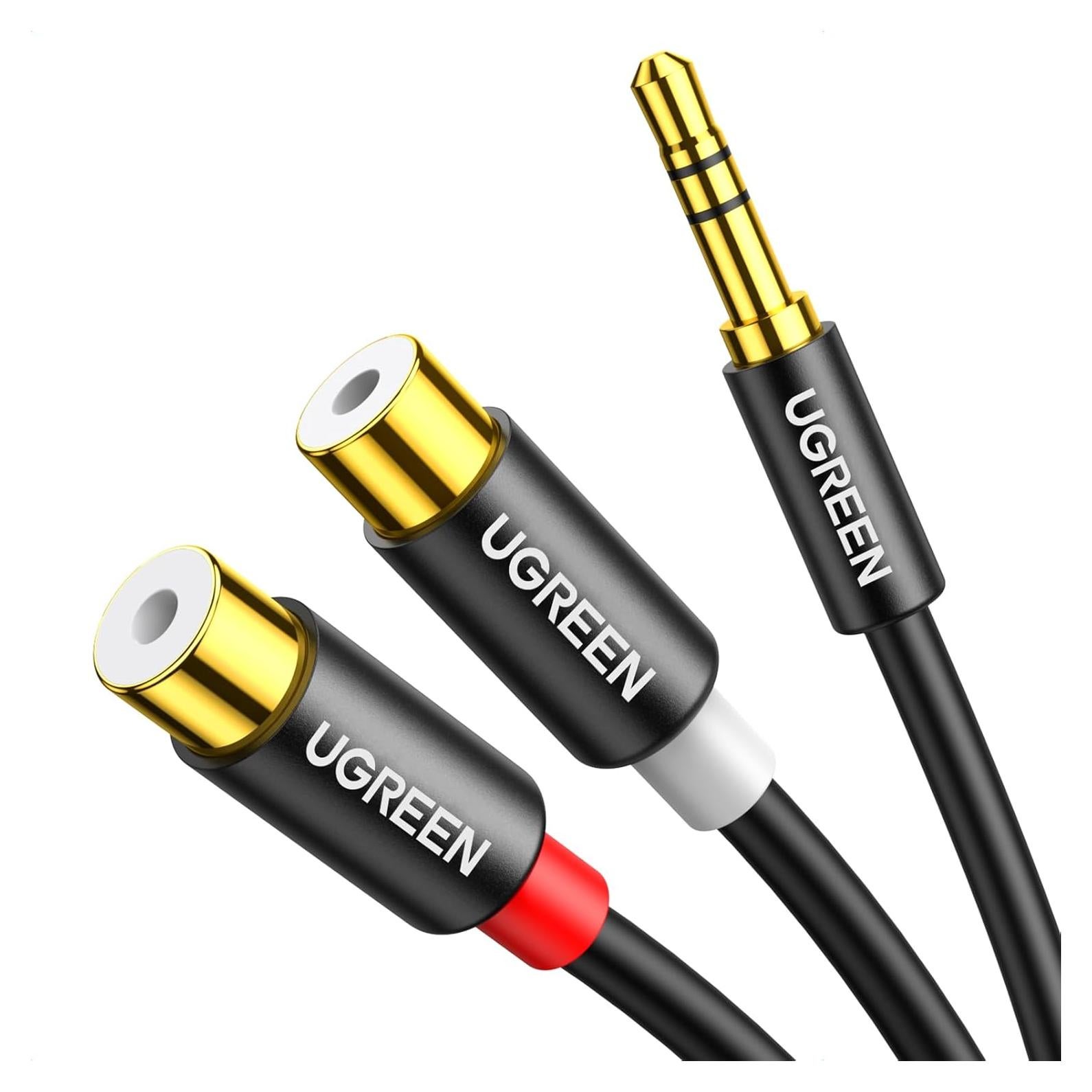 UGREEN Cable RCA a Aux 3.5mm Macho a 2RCA Hembra 0.24m