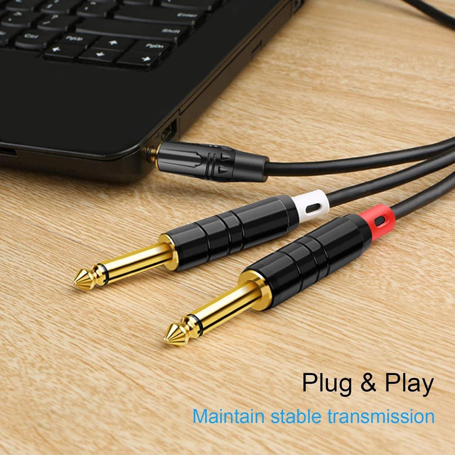 Cable AUX 3.5mm a 2 x 6.35mm CableCreation 3 Metros Negro