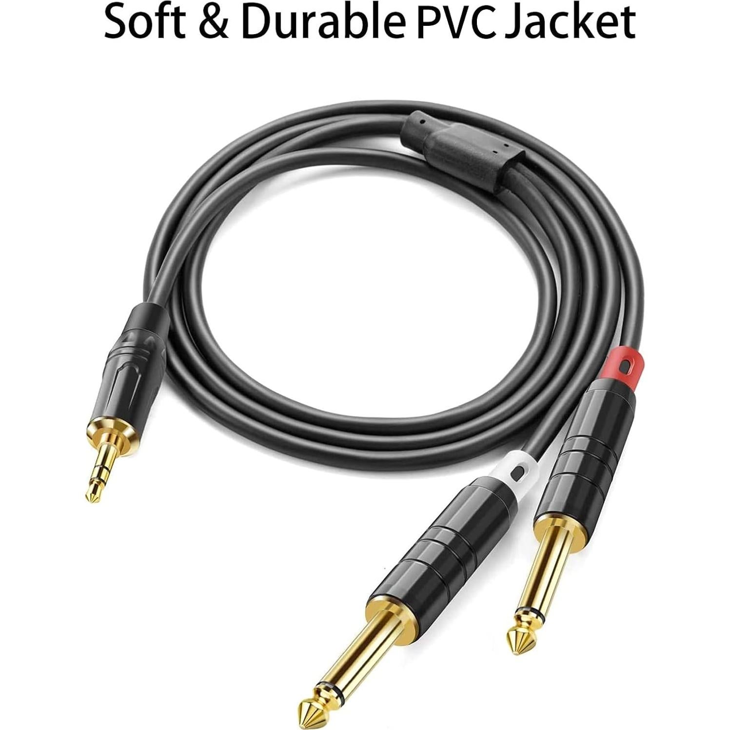 Cable AUX 3.5mm a 2 x 6.35mm CableCreation 3 Metros Negro