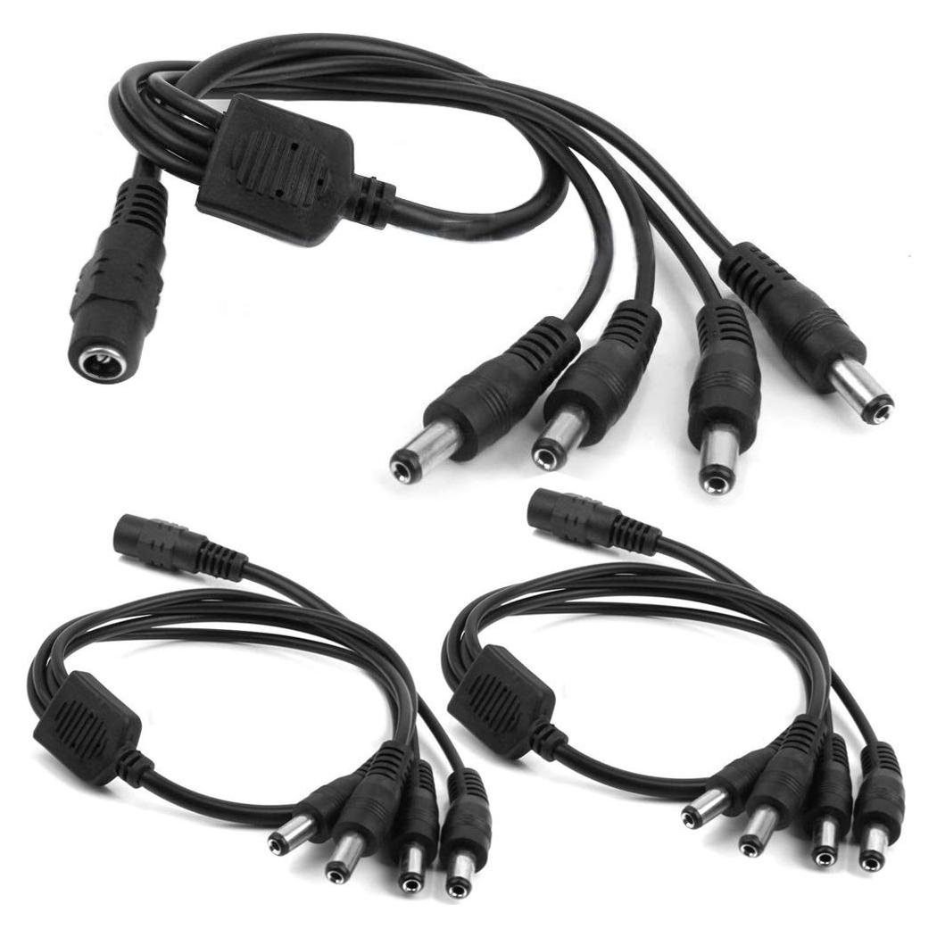 Paquete de 3 adaptadores divisor de energía 1 hembra a 4 machos DC