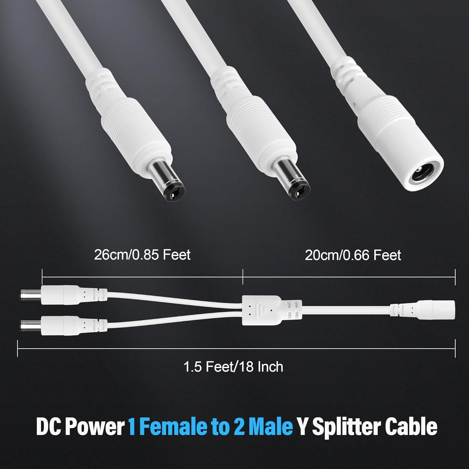 Adaptador Divisor Y 12V DC Lamroyce 1 Hembra a 2 Machos 2 Piezas