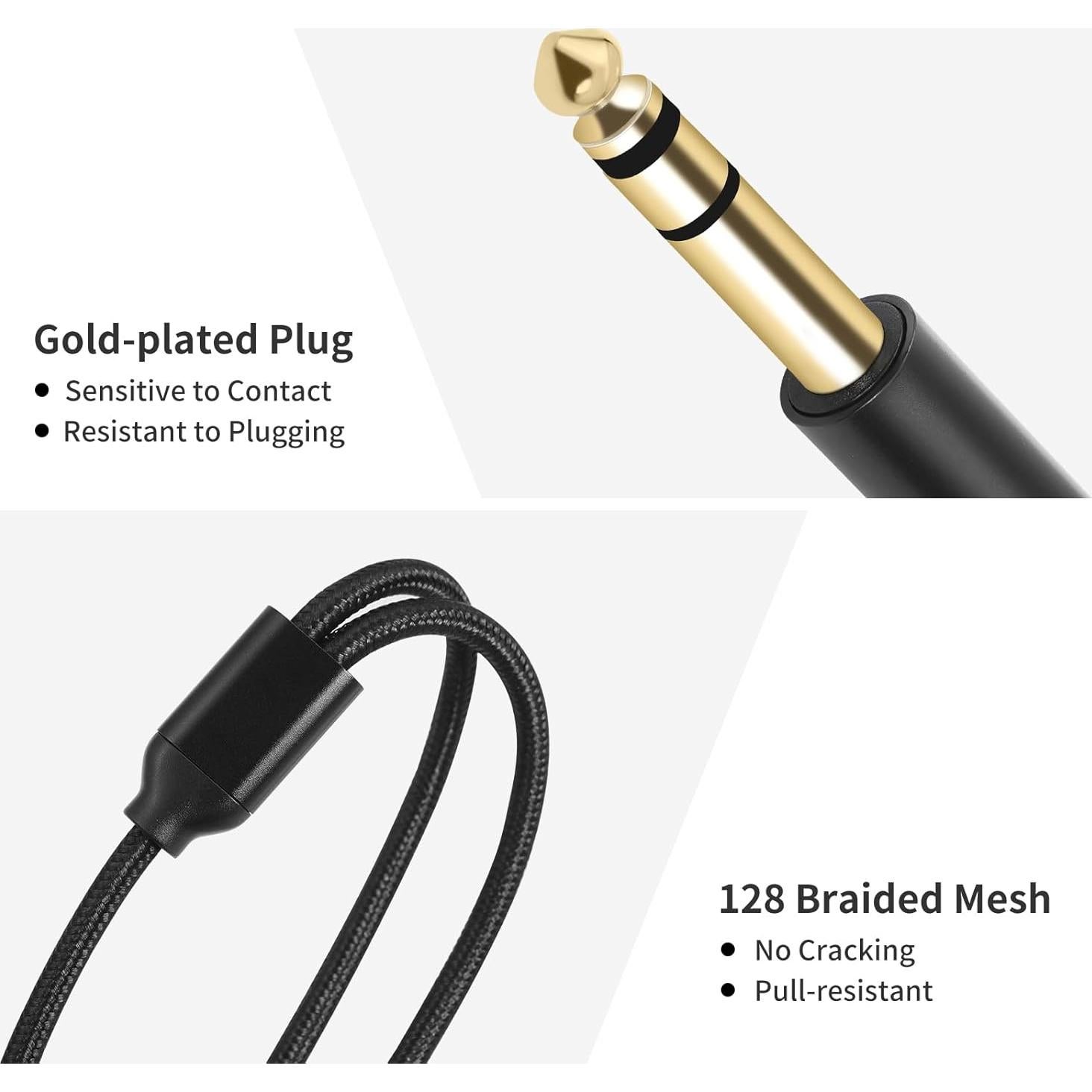 Cable Divisor Estéreo 1FT Lrbners 6.35mm Macho a Doble Hembra