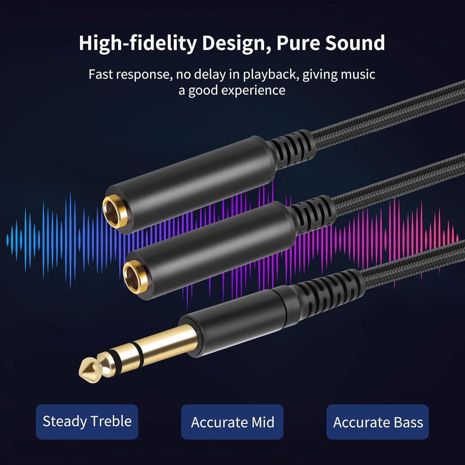 Cable Divisor Estéreo 1FT Lrbners 6.35mm Macho a Doble Hembra