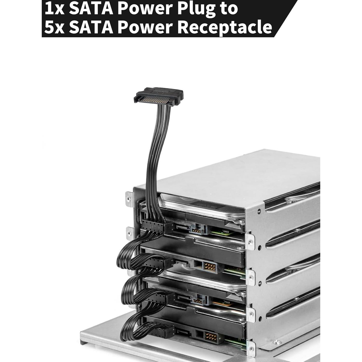 Cable Divisor de Alimentación SATA upHere 1 a 5 500mm Negro