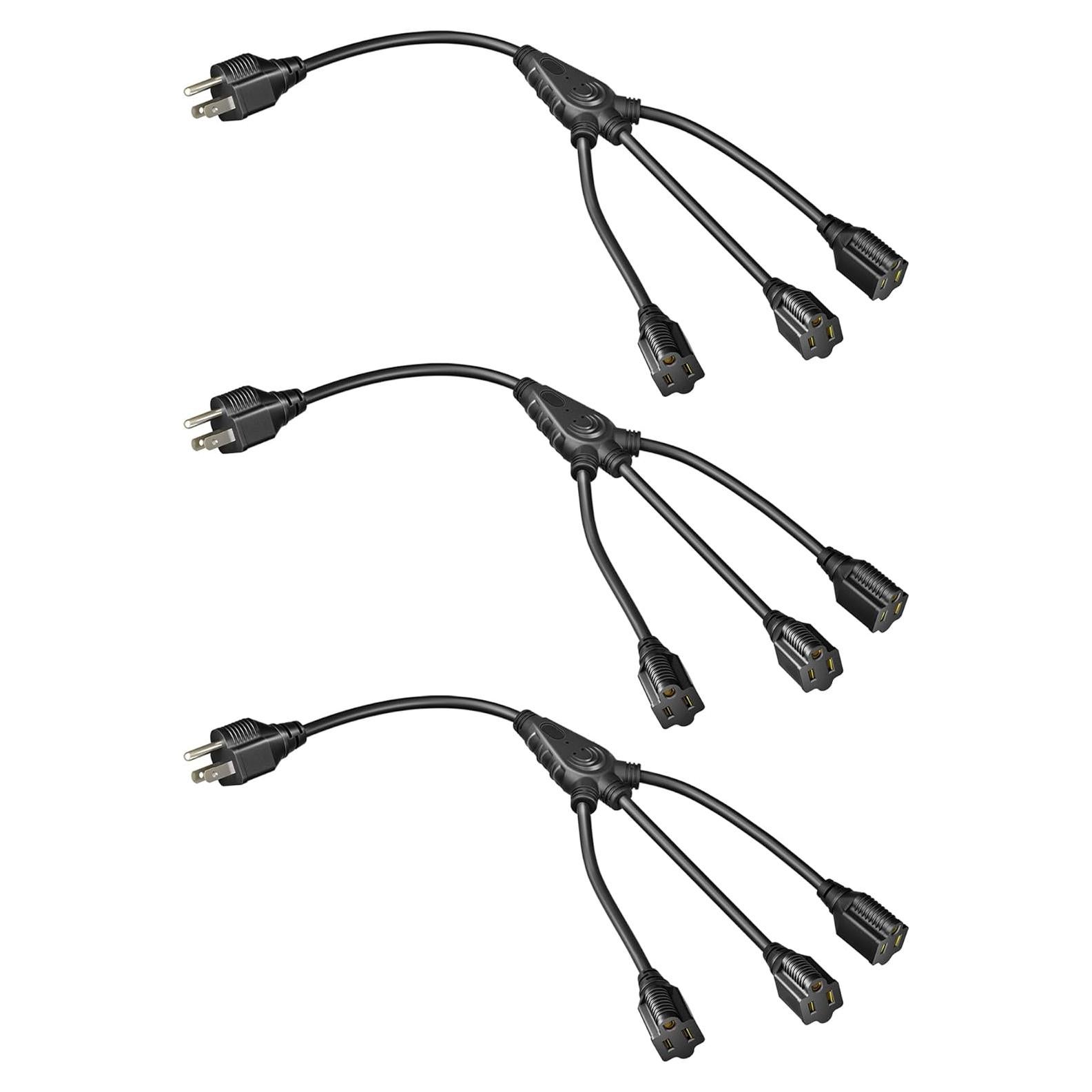 Divisor de Cable de Energía 1 a 3 Dewenwils 45.72 cm Negro