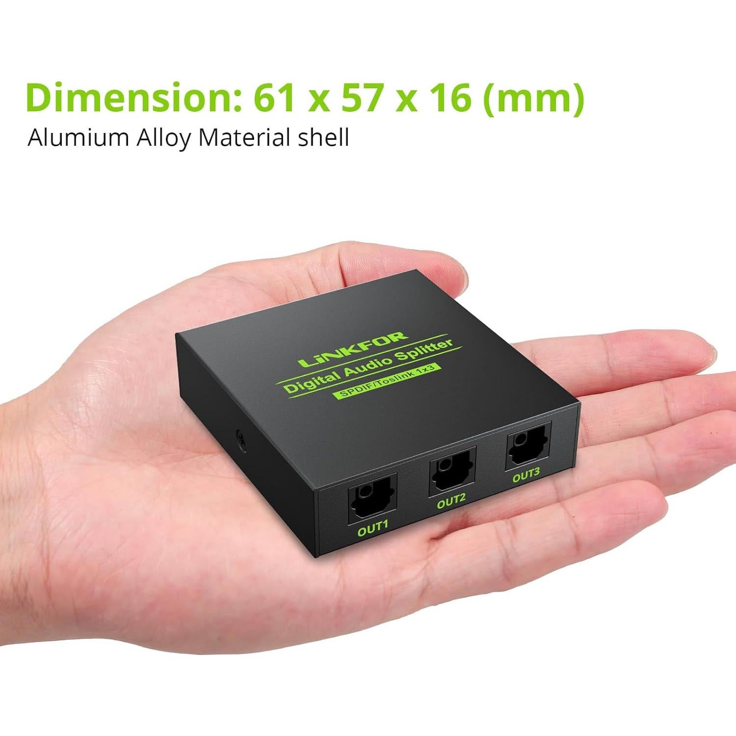 Divisor Óptico Digital 1x3 LiNKFOR SPDIF Toslink 5.1CH
