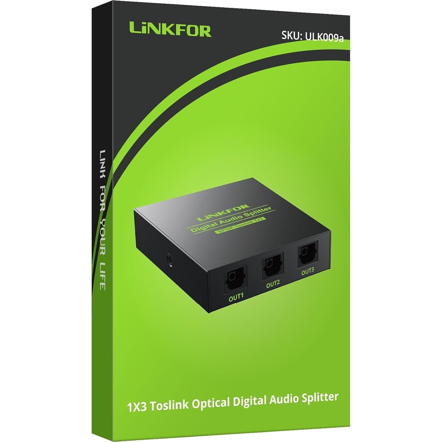 Divisor Óptico Digital 1x3 LiNKFOR SPDIF Toslink 5.1CH