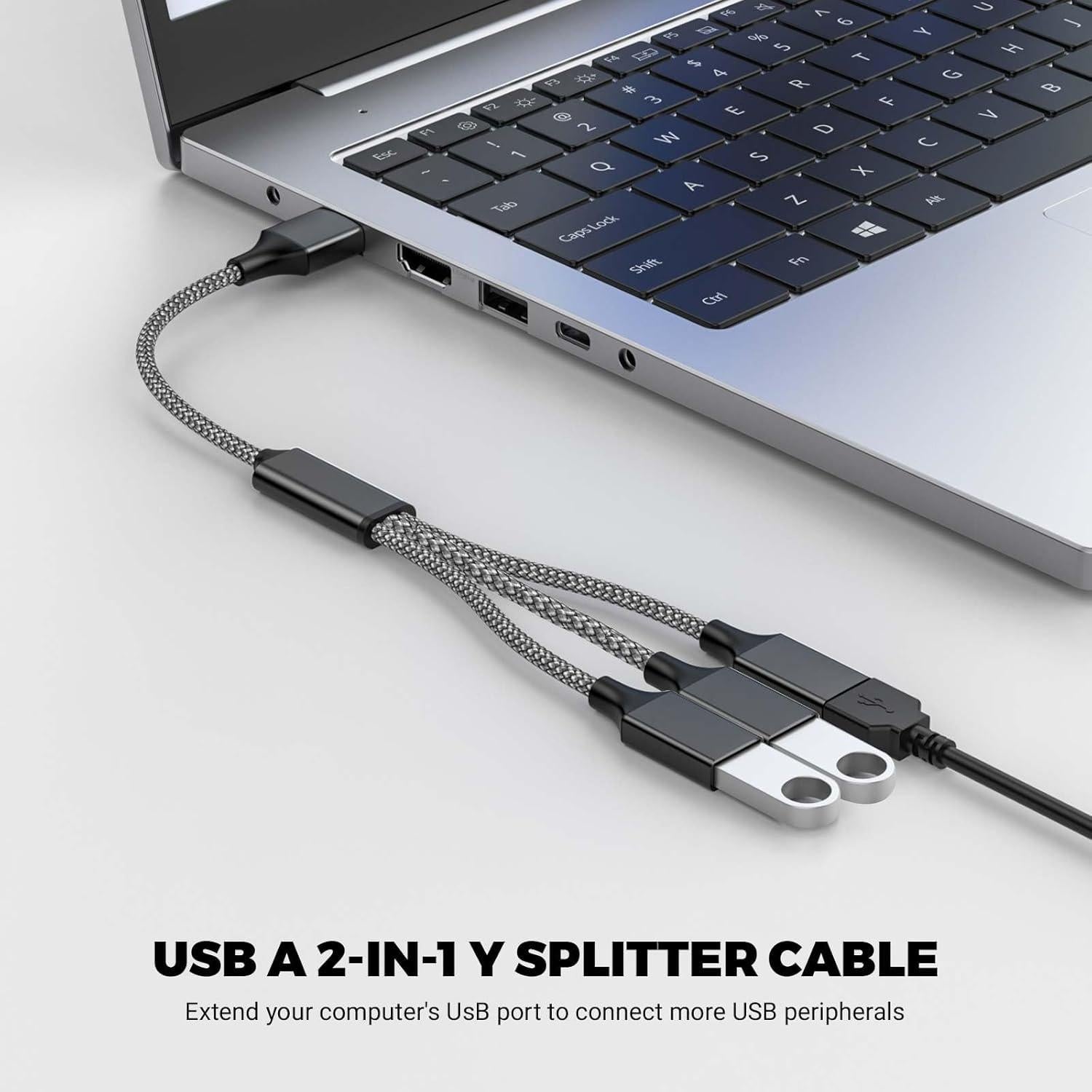 Divisor USB Y 1 a 3 Salidas BETU 30 cm Negro - Carga y Datos