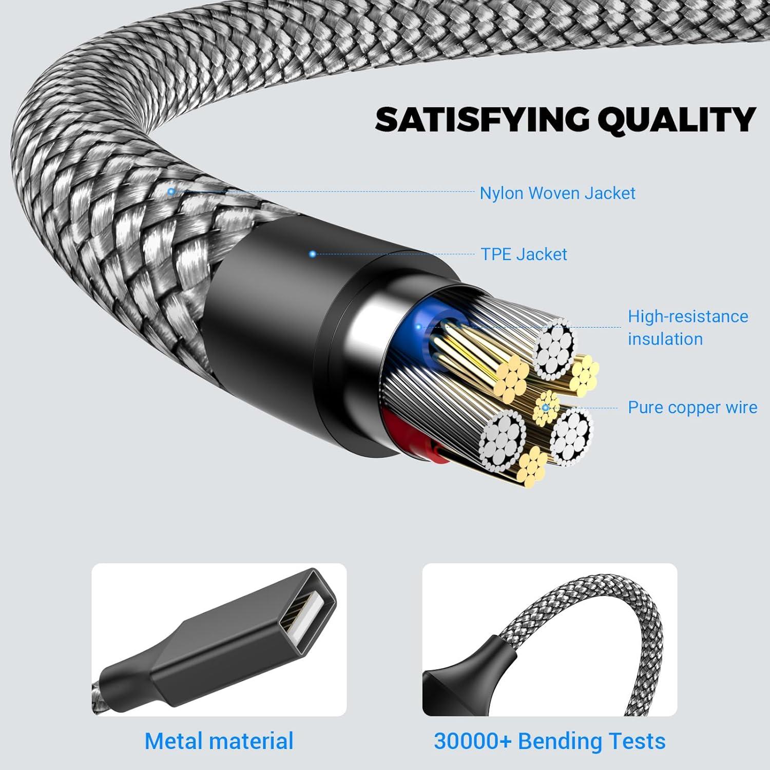 Divisor USB Y 1 a 3 Salidas BETU 30 cm Negro - Carga y Datos