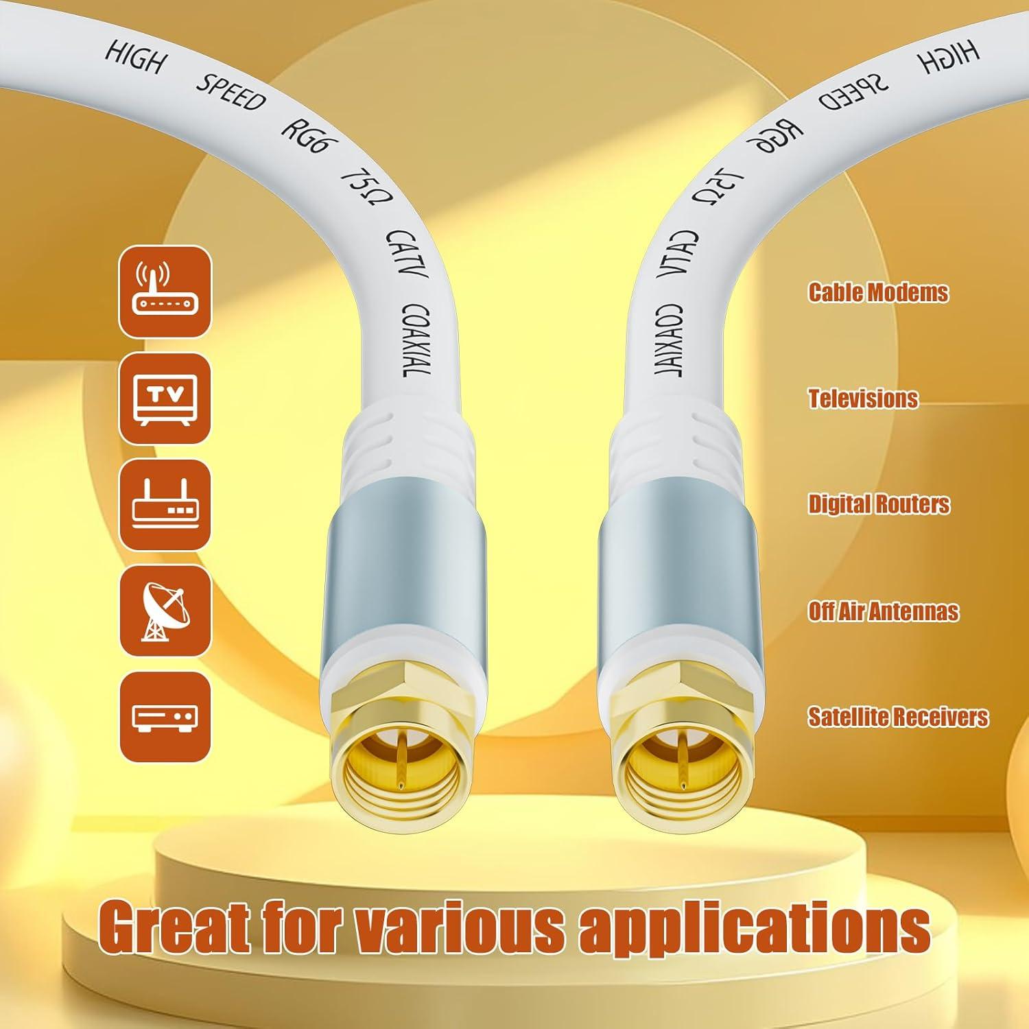 Cable Coaxial RG6 LDKCOK 1.83 m Doble Apantallado Blanco