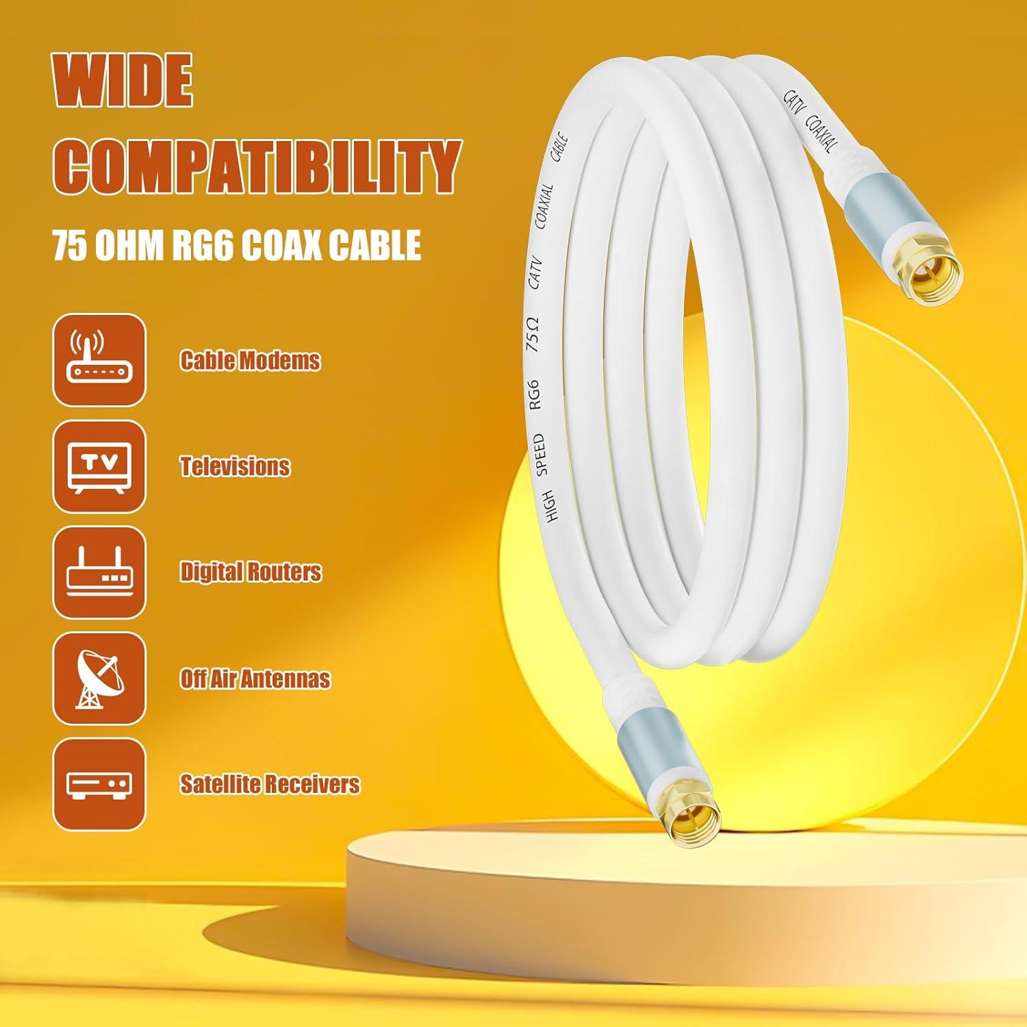 Cable Coaxial RG6 LDKCOK 1.83 m Doble Apantallado Blanco