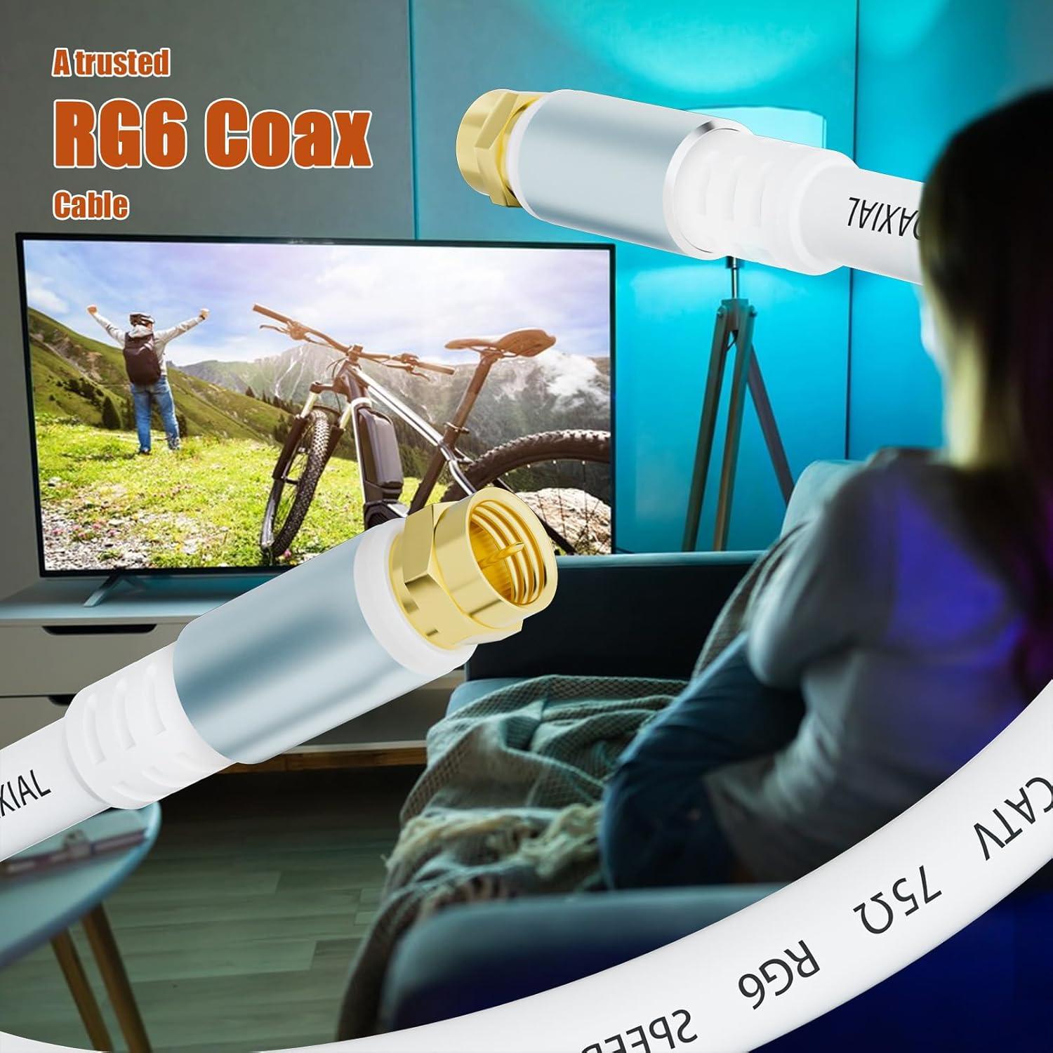 Cable Coaxial RG6 LDKCOK 1.83 m Doble Apantallado Blanco