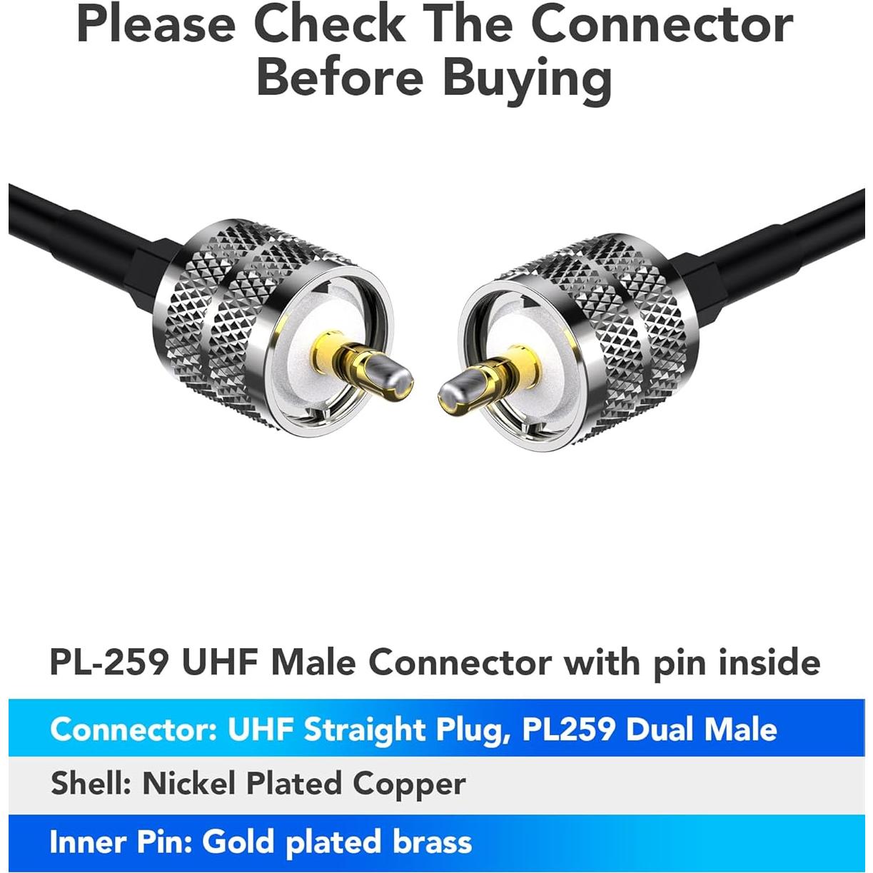 Cable Coaxial RG58 15.24M Foboiu UHF PL259 50 Ohm
