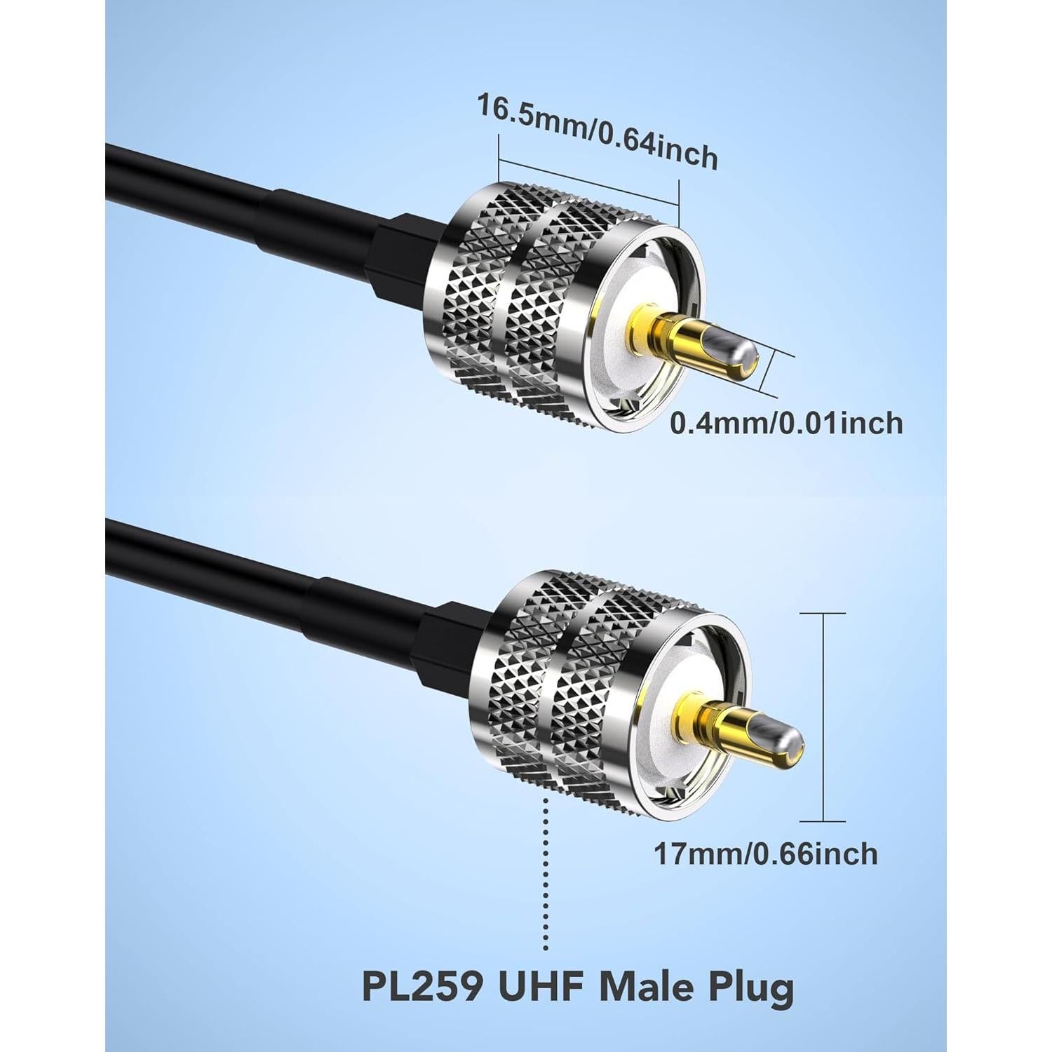 Cable Coaxial RG58 15.24M Foboiu UHF PL259 50 Ohm