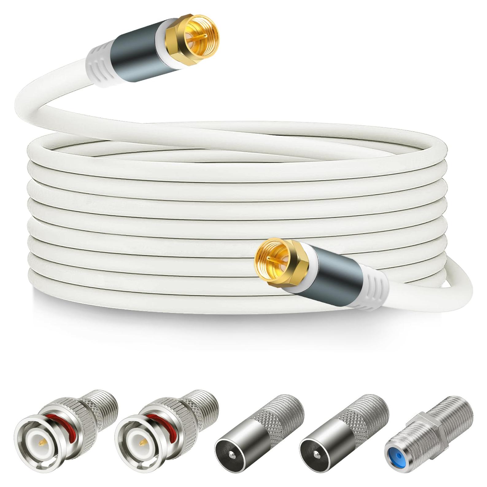 Cable Coaxial RG6 SAISHANG 9.75m Doble Blindaje TV Blanco