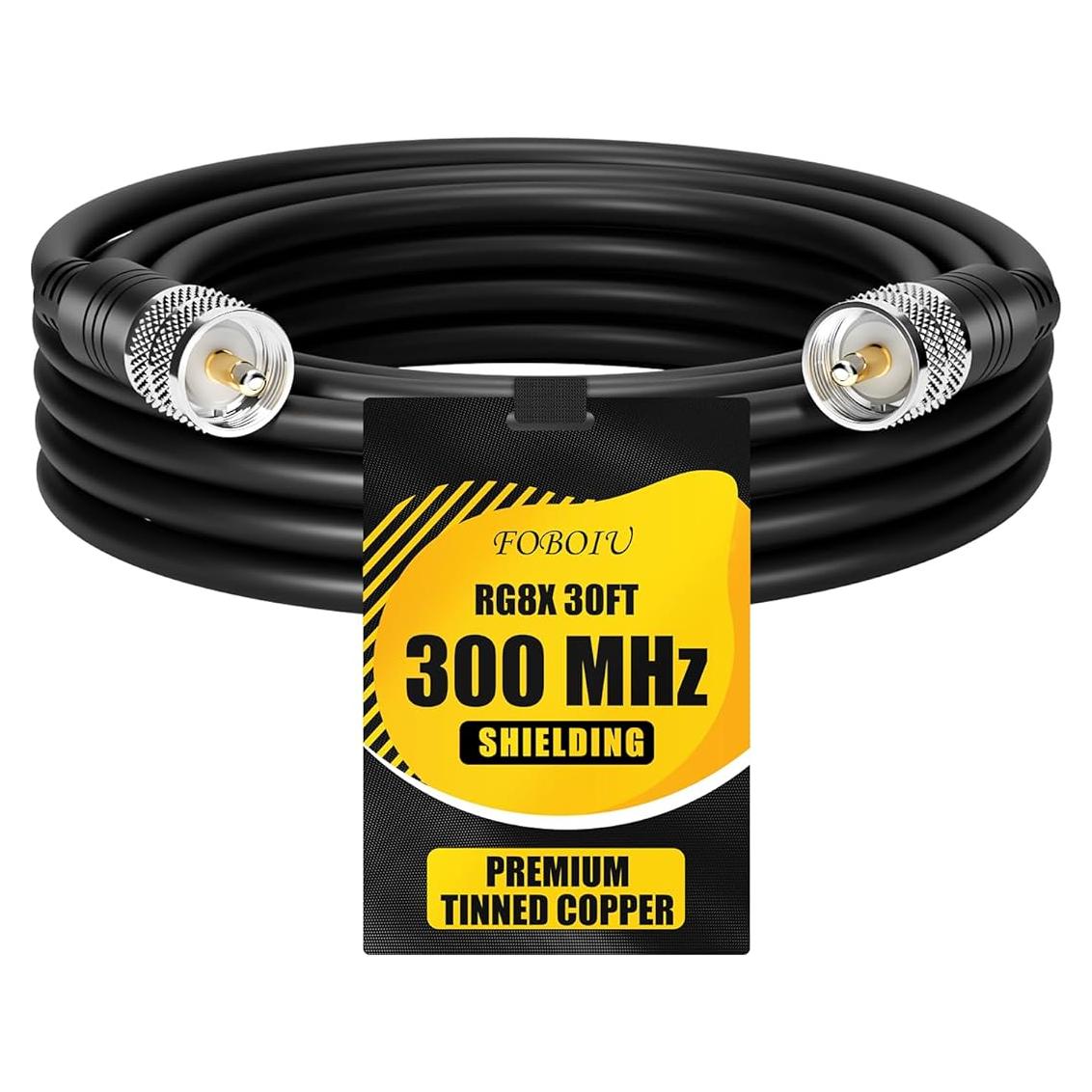 Cable Coaxial RG8X 9.14 m Foboiu UHF Macho a Macho 50 Ohm