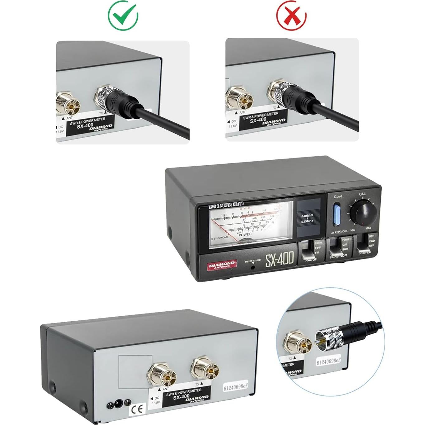 Cable Coaxial RG8X 9.14 m Foboiu UHF Macho a Macho 50 Ohm