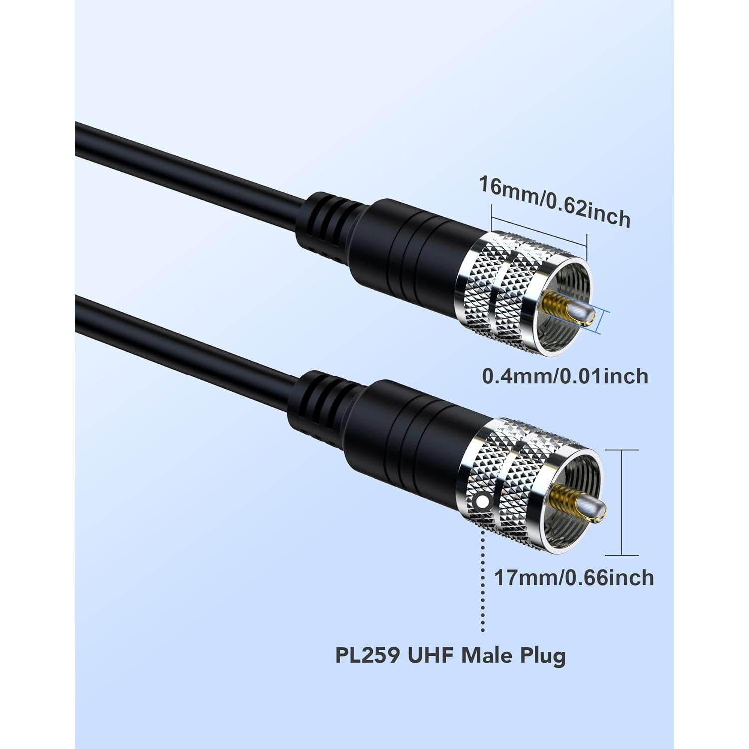 Cable Coaxial RG8X 9.14 m Foboiu UHF Macho a Macho 50 Ohm