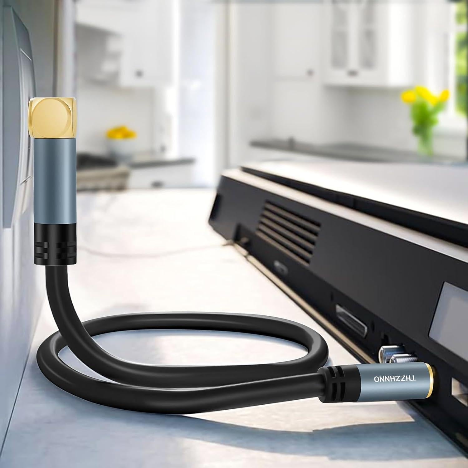 Cable Coaxial RG6 1.0M Zhongben con Conector 90 Grados HDTV