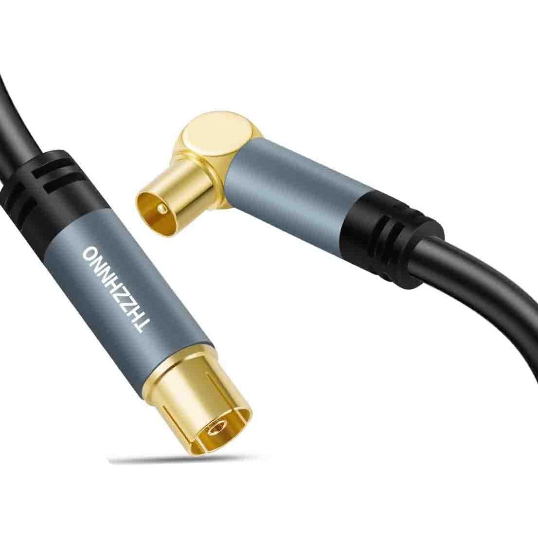 Cable Coaxial RG6 1.0M Zhongben con Conector 90 Grados HDTV