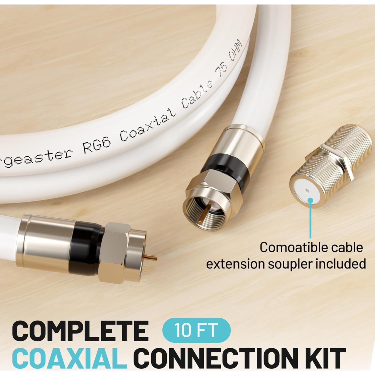 Cable Coaxial RG6 3m Blanco Energeaster para TV y Internet