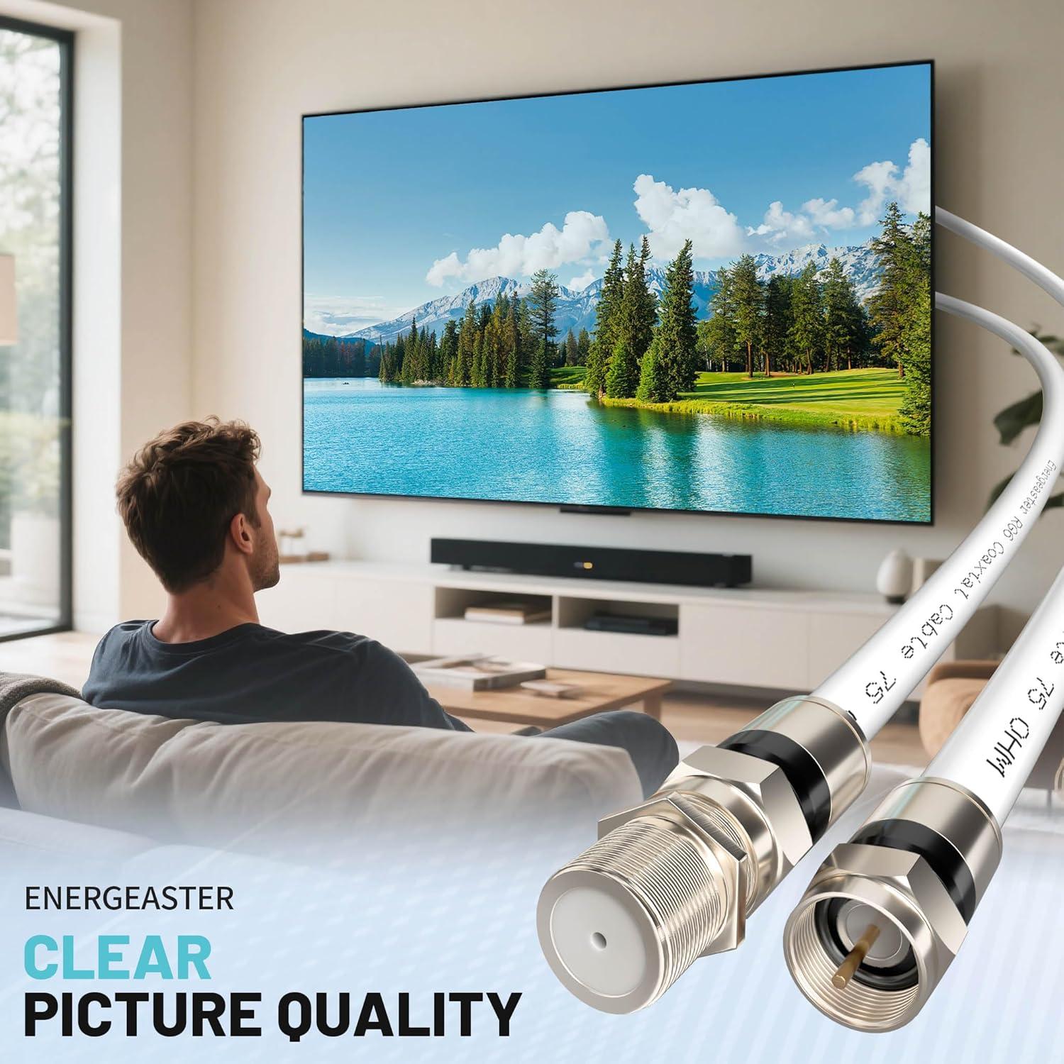 Cable Coaxial RG6 3m Blanco Energeaster para TV y Internet