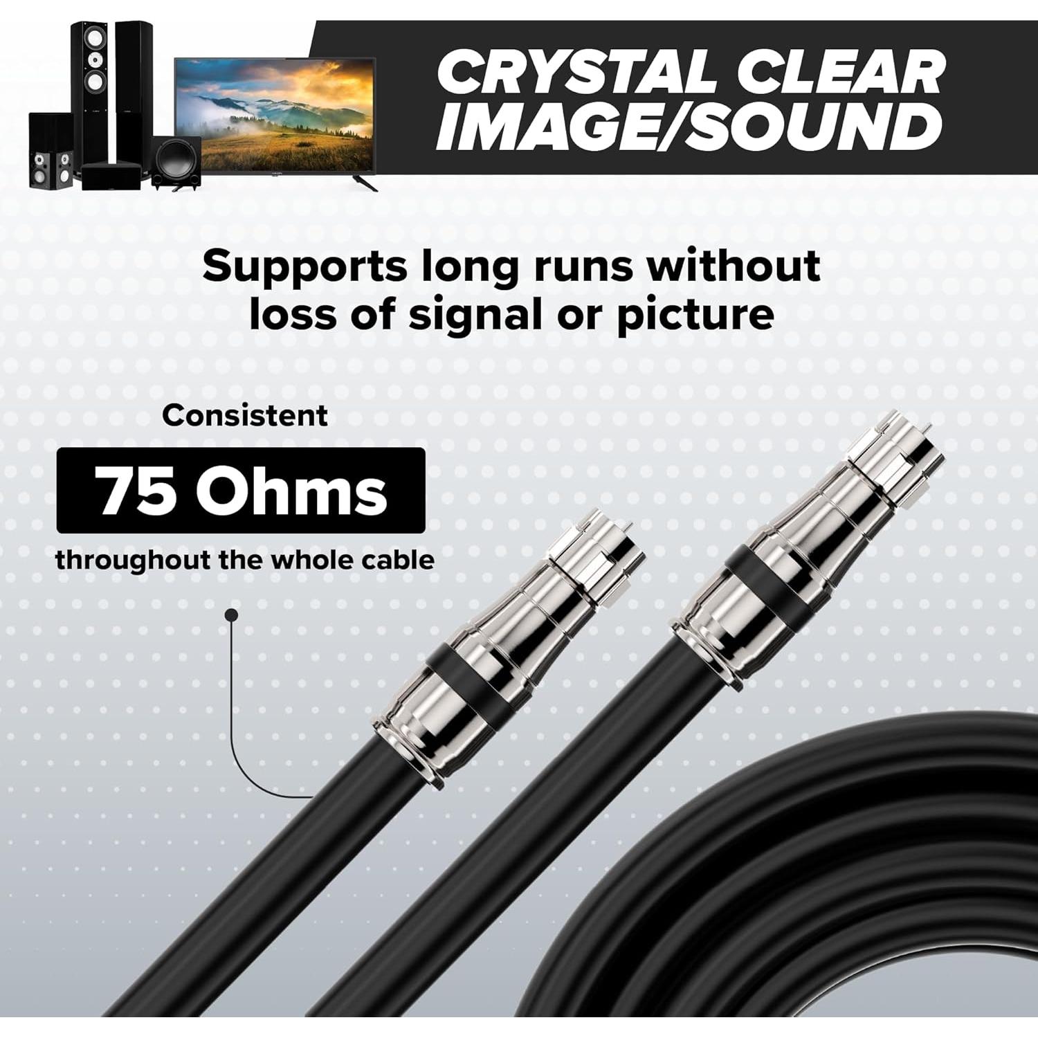 Cable Coaxial EL CIMPLE CO 7.5m RG11 Doble Blindaje Negro