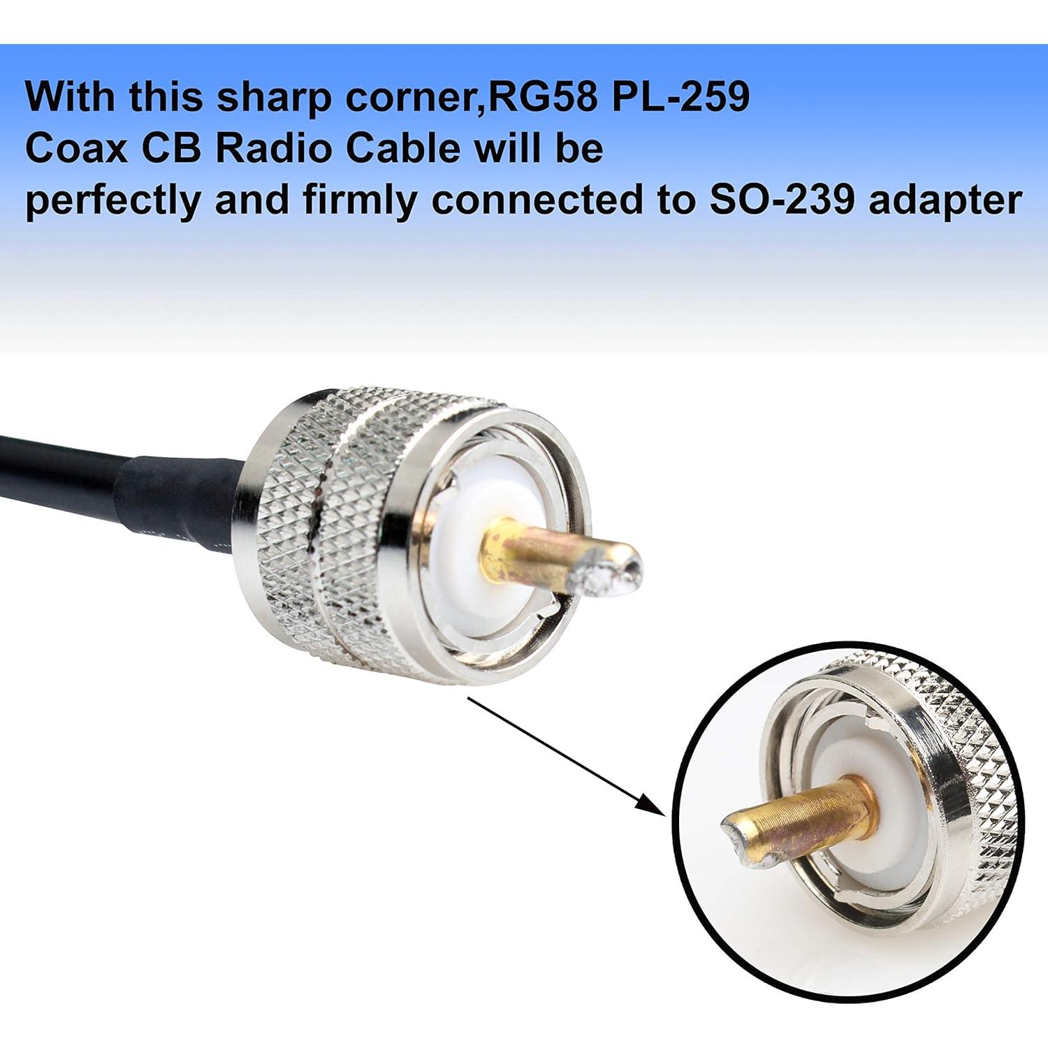 Cable Coaxial RG58 1M PL-259 Macho a Macho 50 Ohm