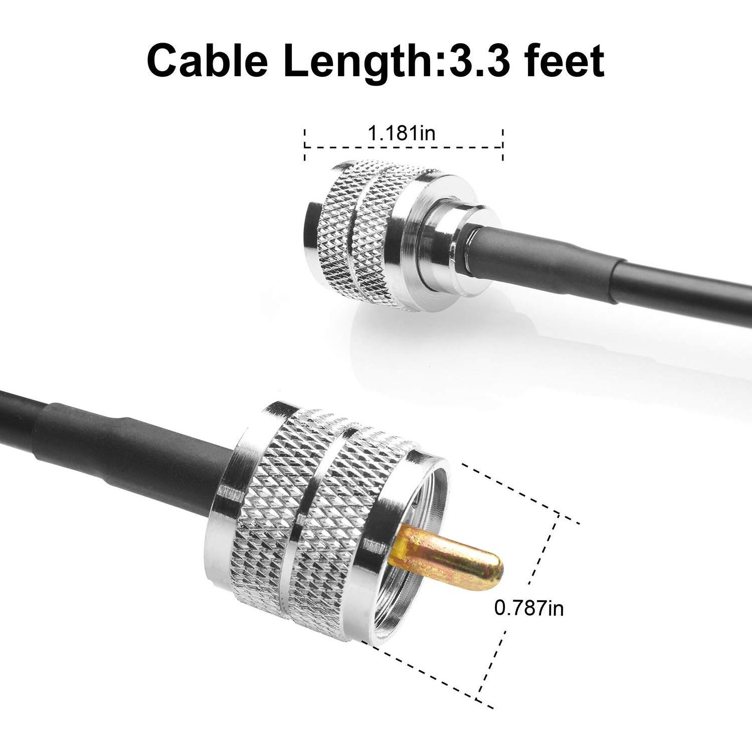 Cable Coaxial RG58 1M PL-259 Macho a Macho 50 Ohm