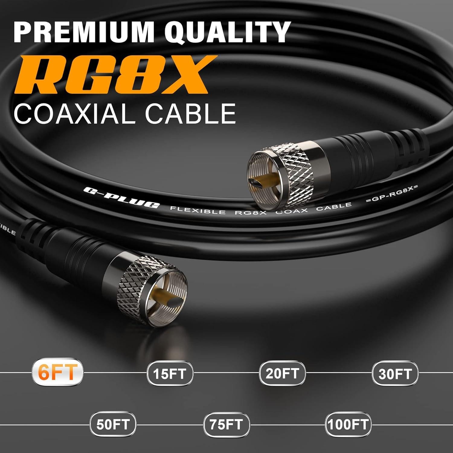 Cable Coaxial RG8X G-PLUG 1.83M 50 Ohm Doble Blindaje PVC