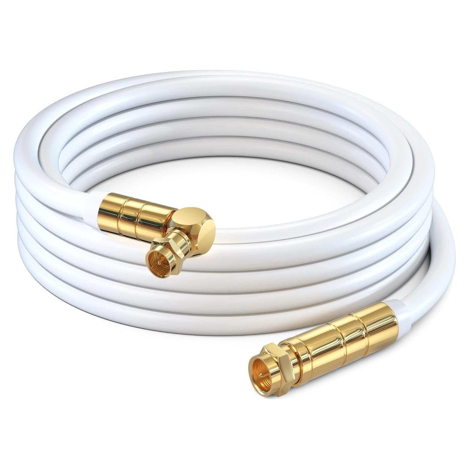 Cable Coaxial RG6 Maximm 2.44m con Conector Angulado - Cuádruple Blindaje