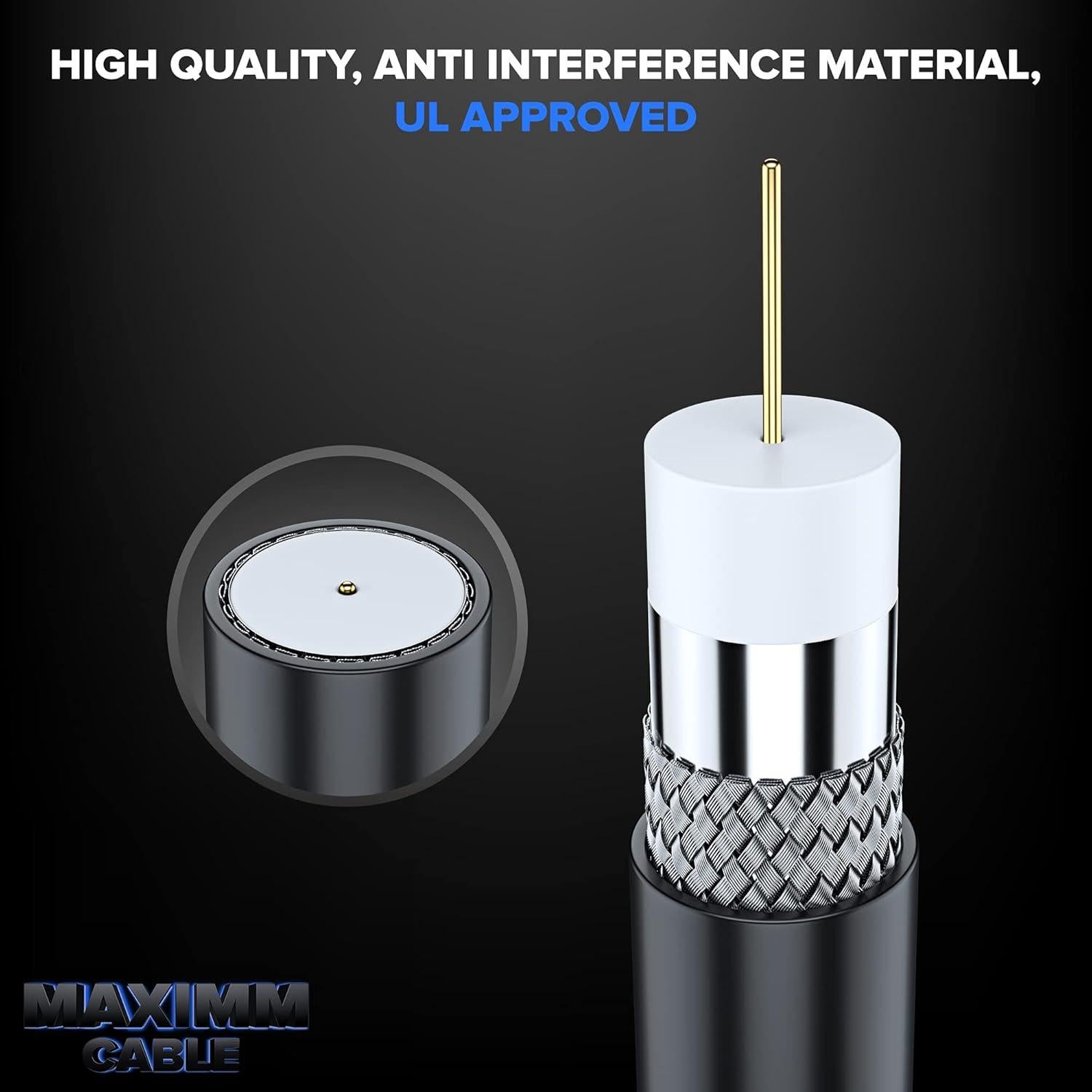 Cable Coaxial RG6 Maximm 7.62m Triple Blindaje para TV