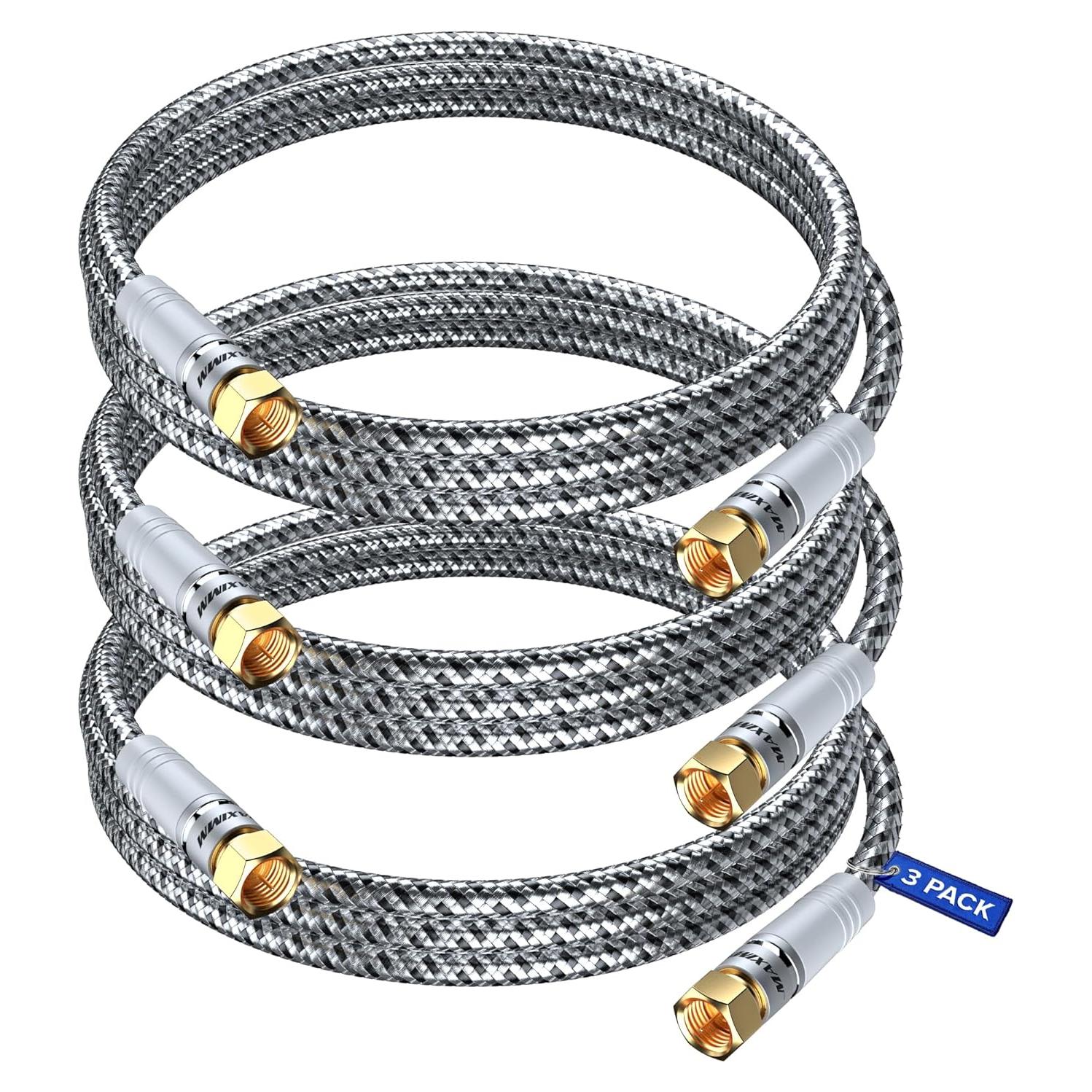 Cable Coaxial RG6 Maximm 0.91m Trenzado Nylon 3 Paquete