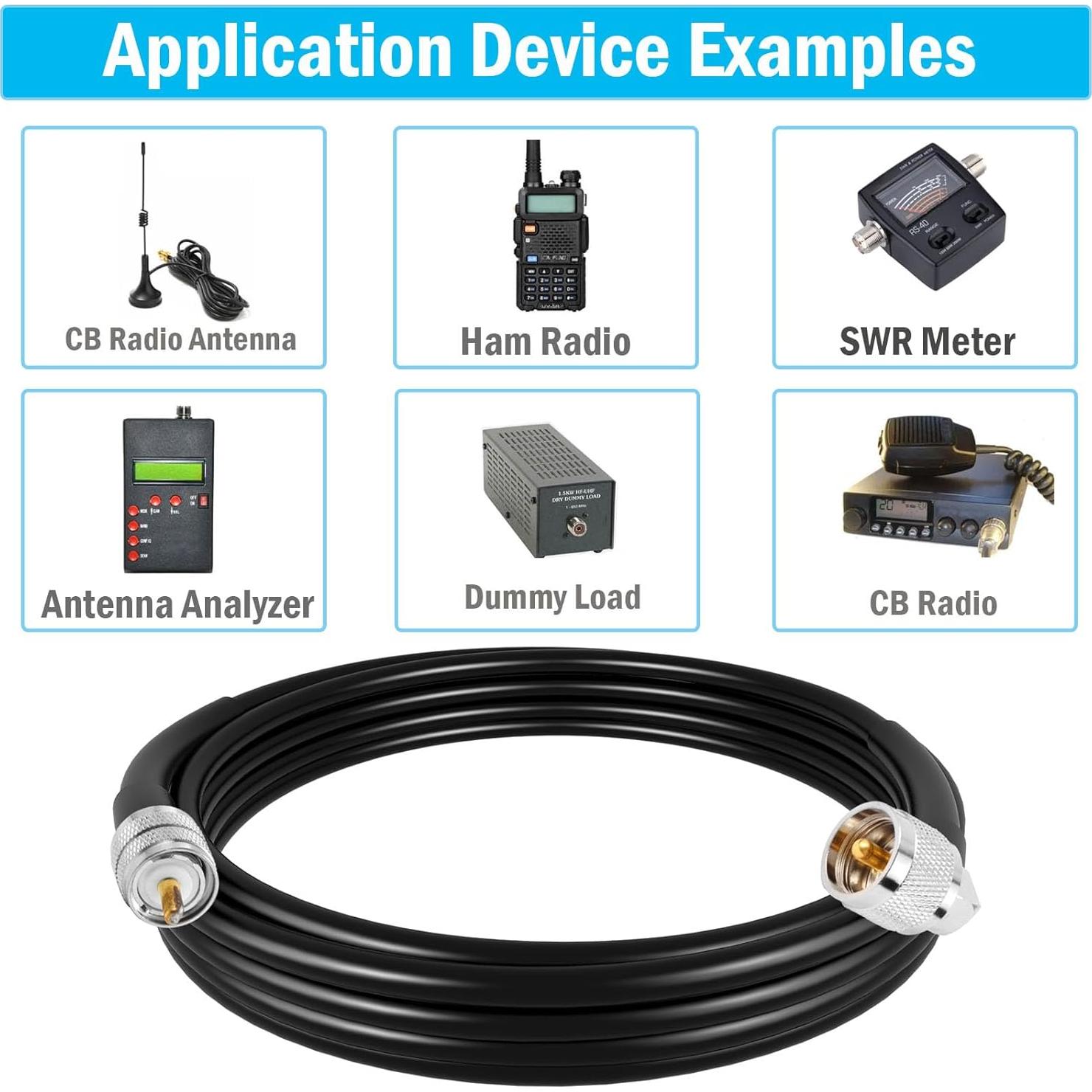 Cable Coaxial RG58 3m UHF Macho a Macho PL259 Baja Pérdida