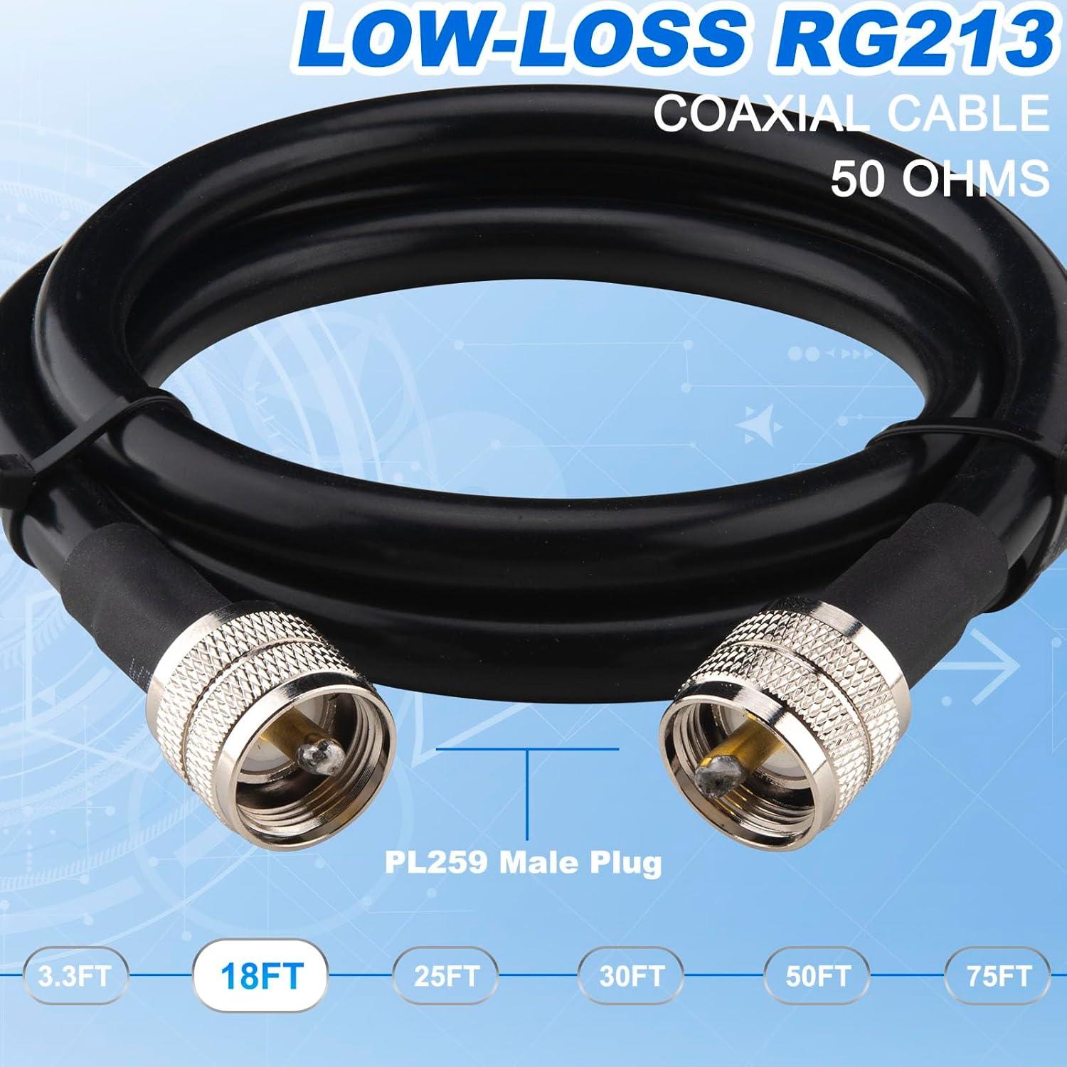 Cable Coaxial RG213 5.5M YovKiss PL-259 50 Ohm Ultra Baja Pérdida