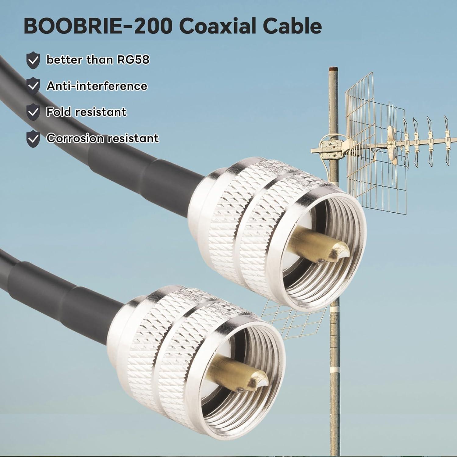 Cable Coaxial UHF Boobrie 15m PL259 Macho a Macho Baja Pérdida