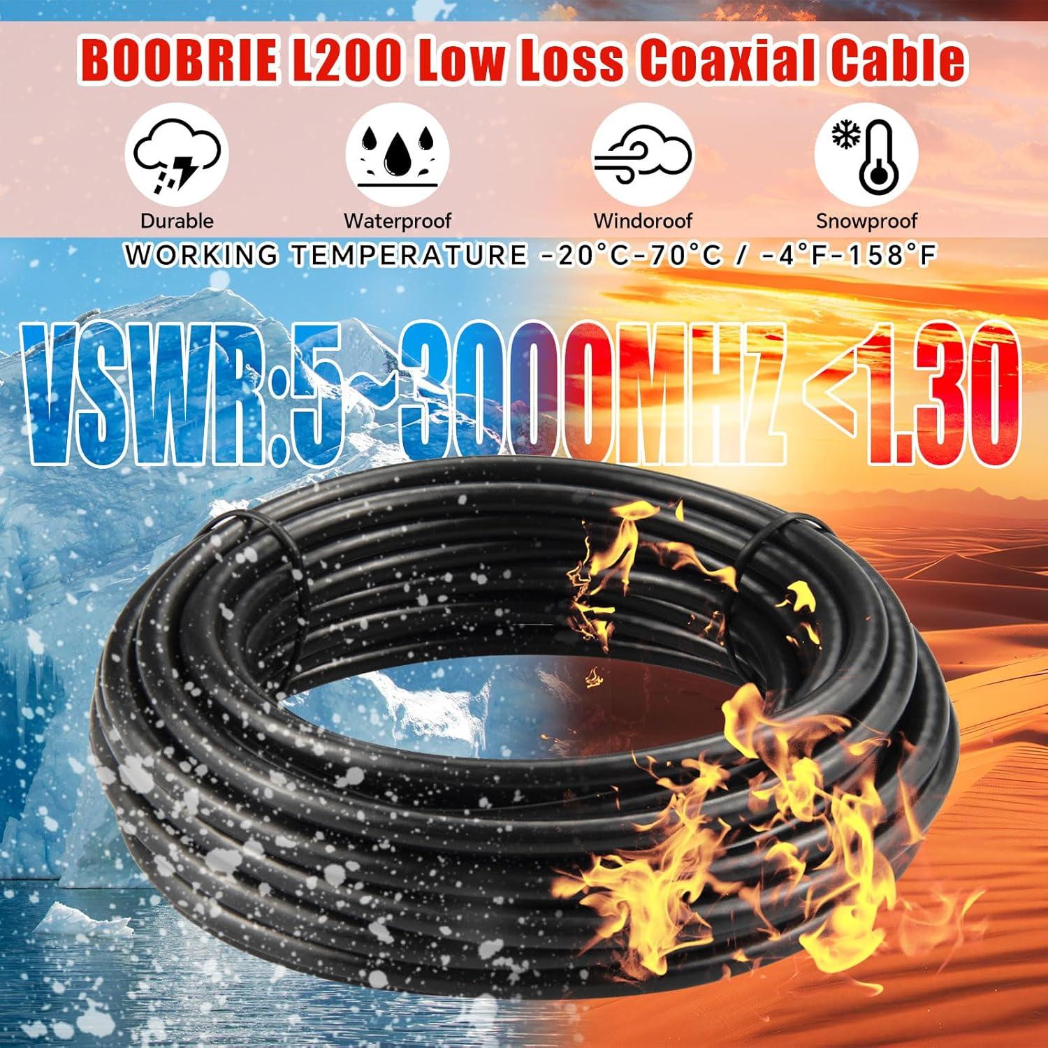 Cable Coaxial UHF Boobrie 15m PL259 Macho a Macho Baja Pérdida